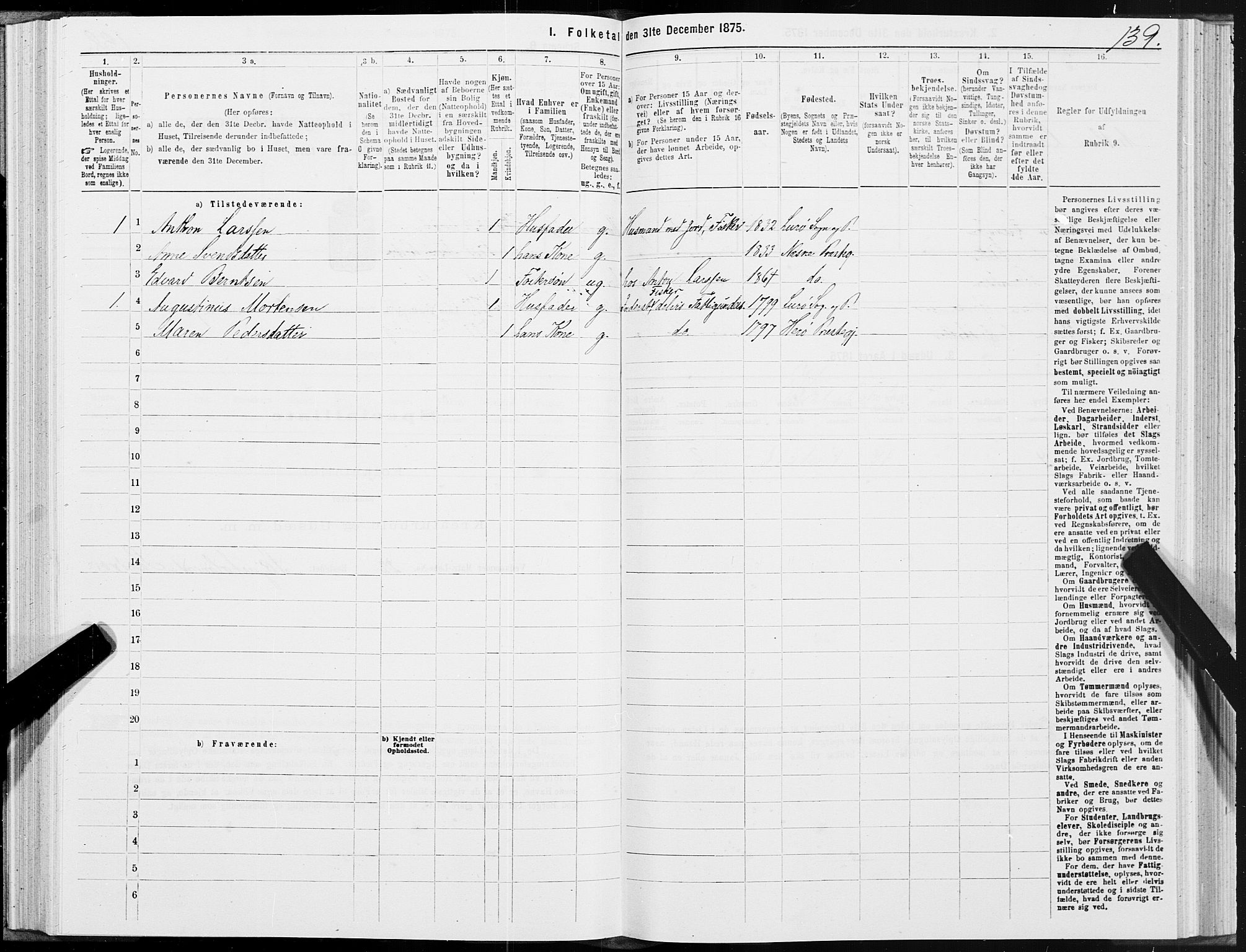 SAT, 1875 census for 1834P Lurøy, 1875, p. 3139