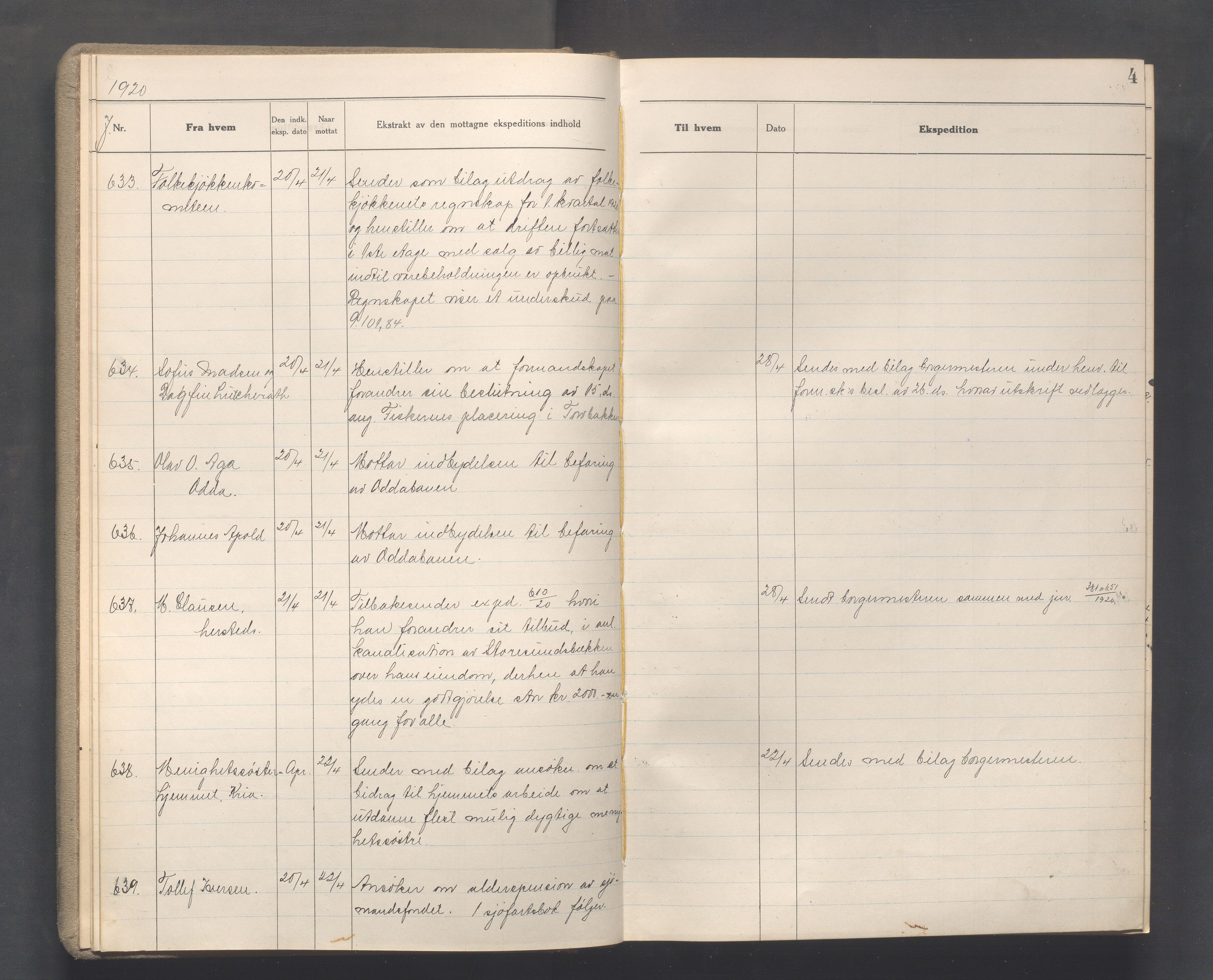 Haugesund kommune - Formannskapet, IKAR/X-0001/C/L0010: Journal, 1920-1921, p. 4