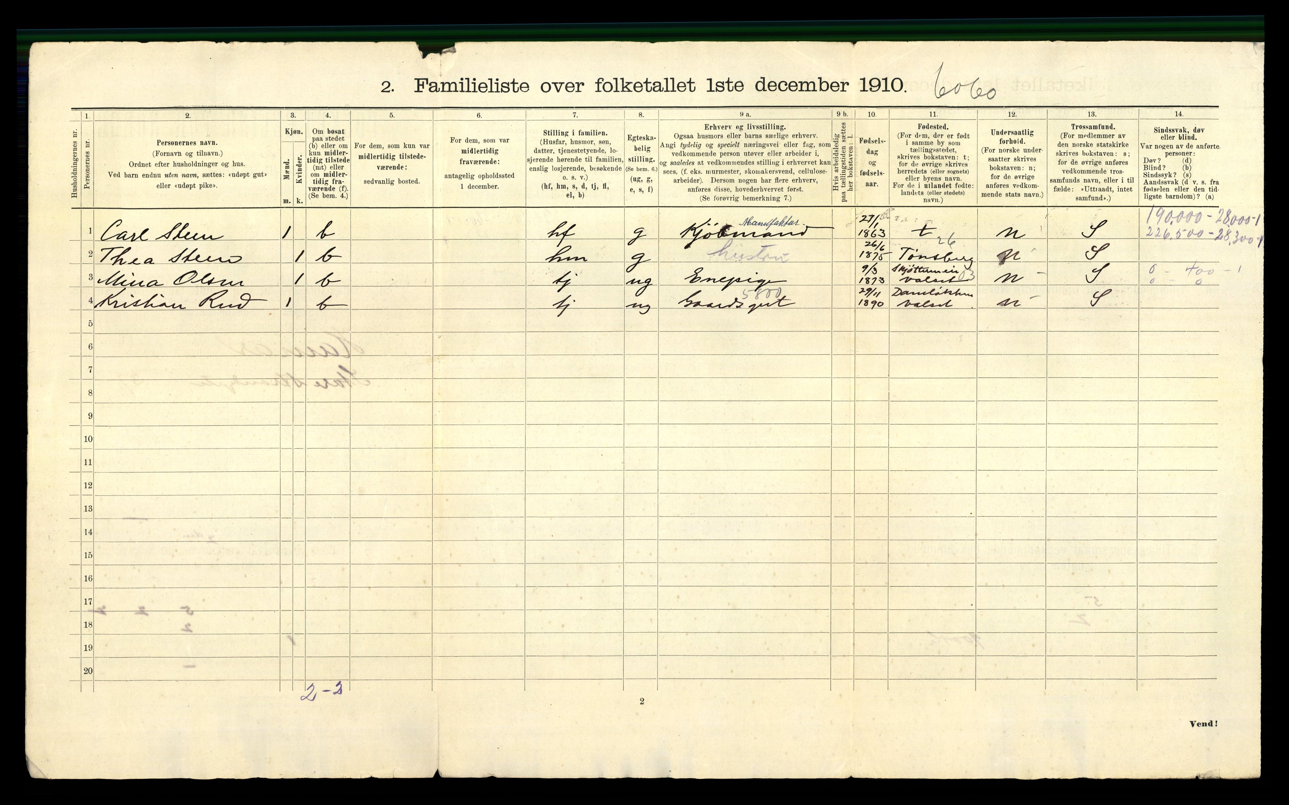 RA, 1910 census for Hamar, 1910, p. 1746