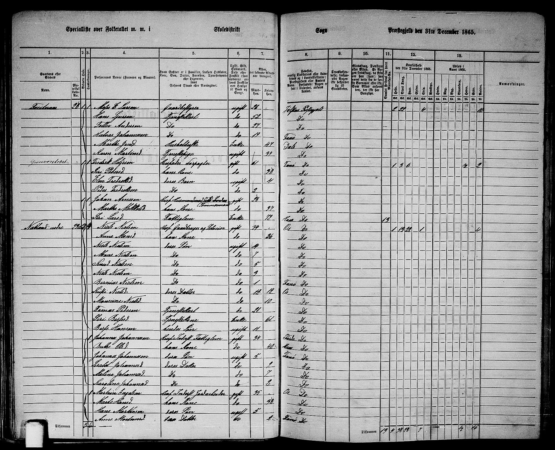 RA, 1865 census for Fana, 1865, p. 30