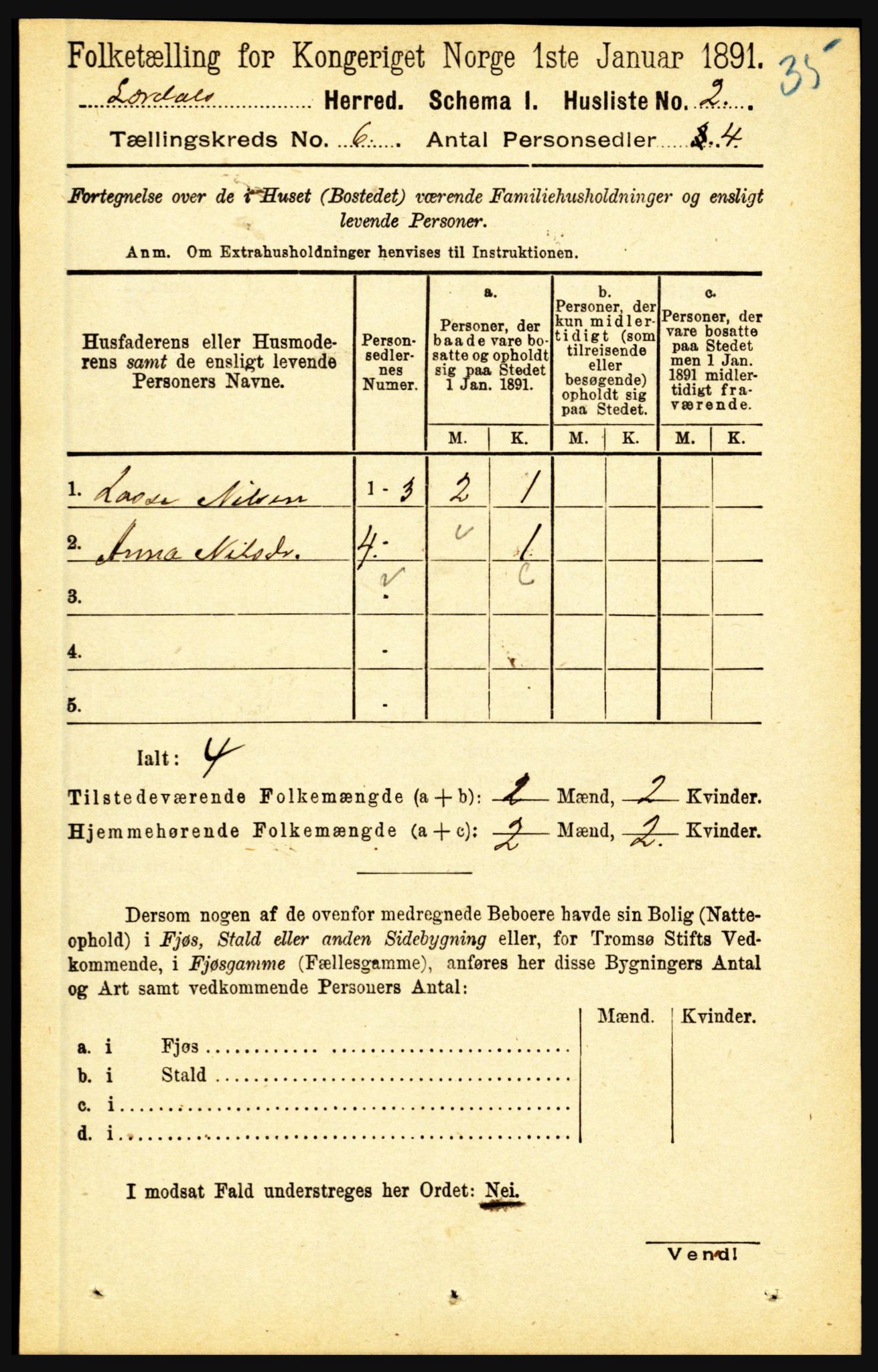 RA, 1891 census for 1422 Lærdal, 1891, p. 408