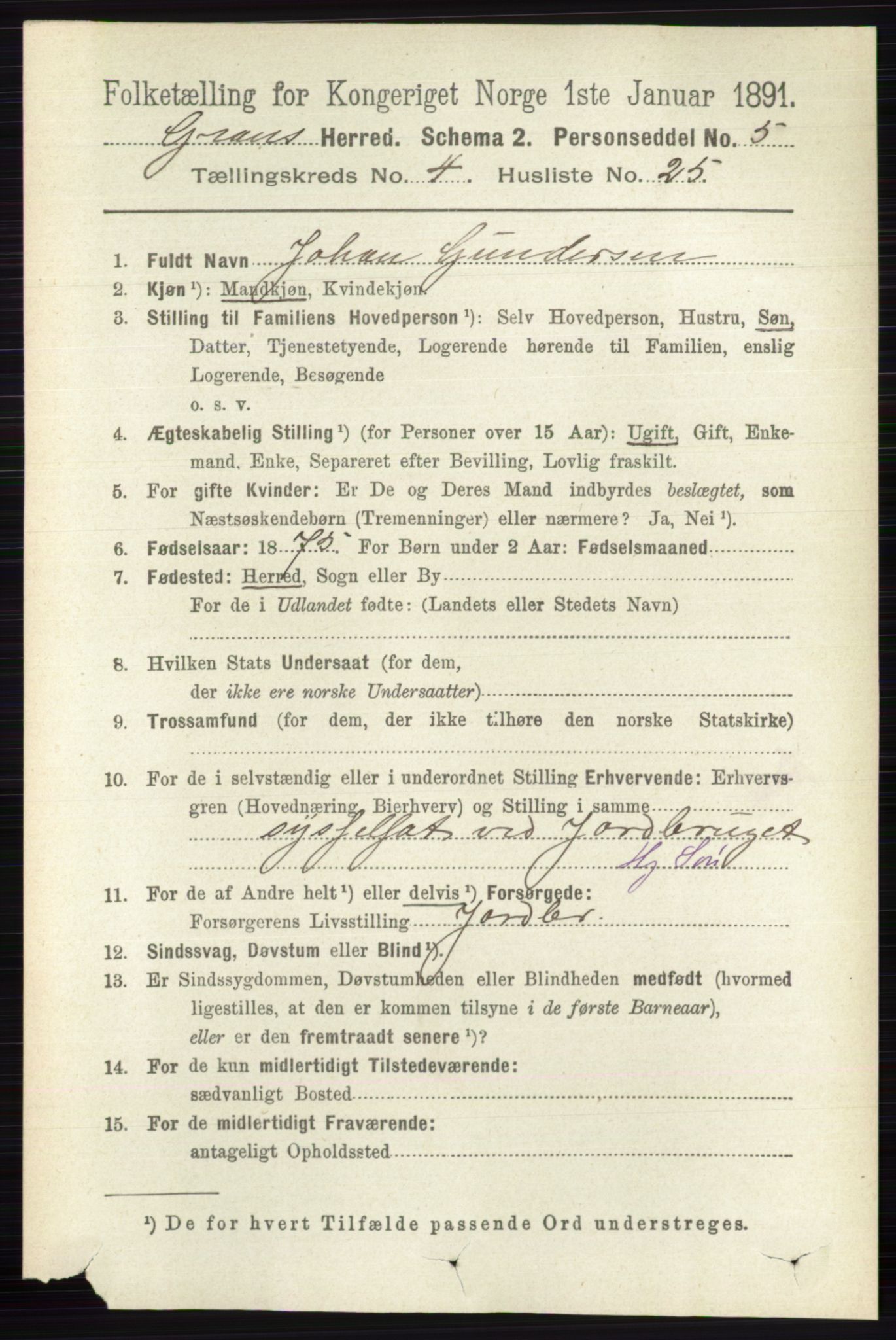 RA, 1891 census for 0534 Gran, 1891, p. 1313