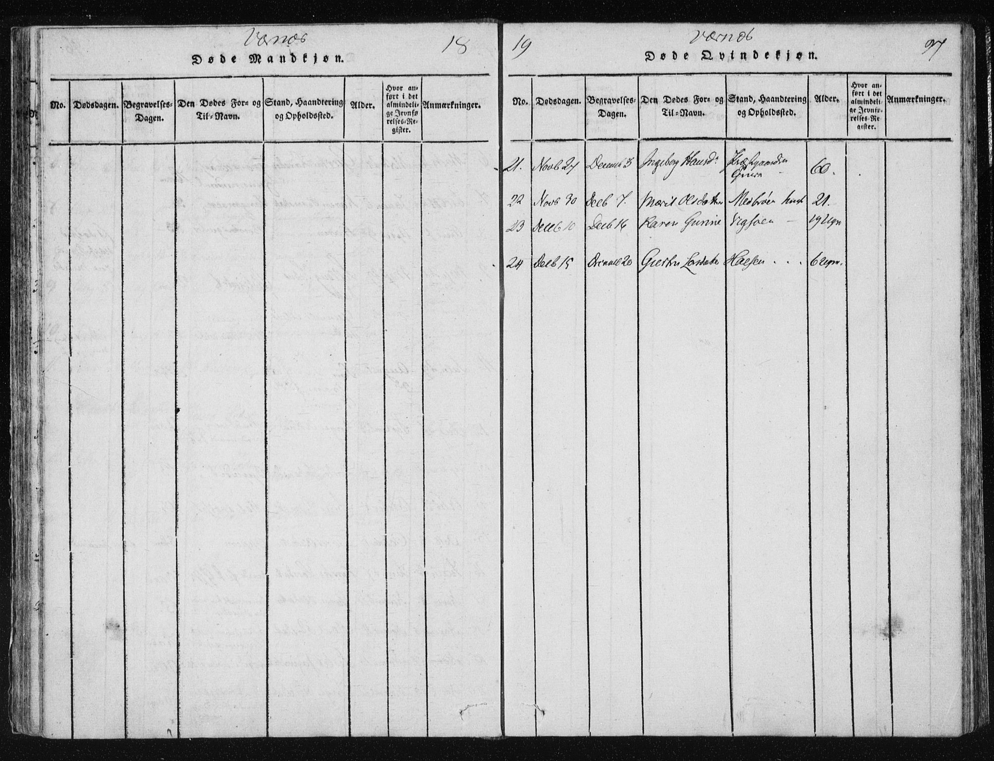 Ministerialprotokoller, klokkerbøker og fødselsregistre - Nord-Trøndelag, AV/SAT-A-1458/709/L0061: Parish register (official) no. 709A08 /1, 1815-1819, p. 97