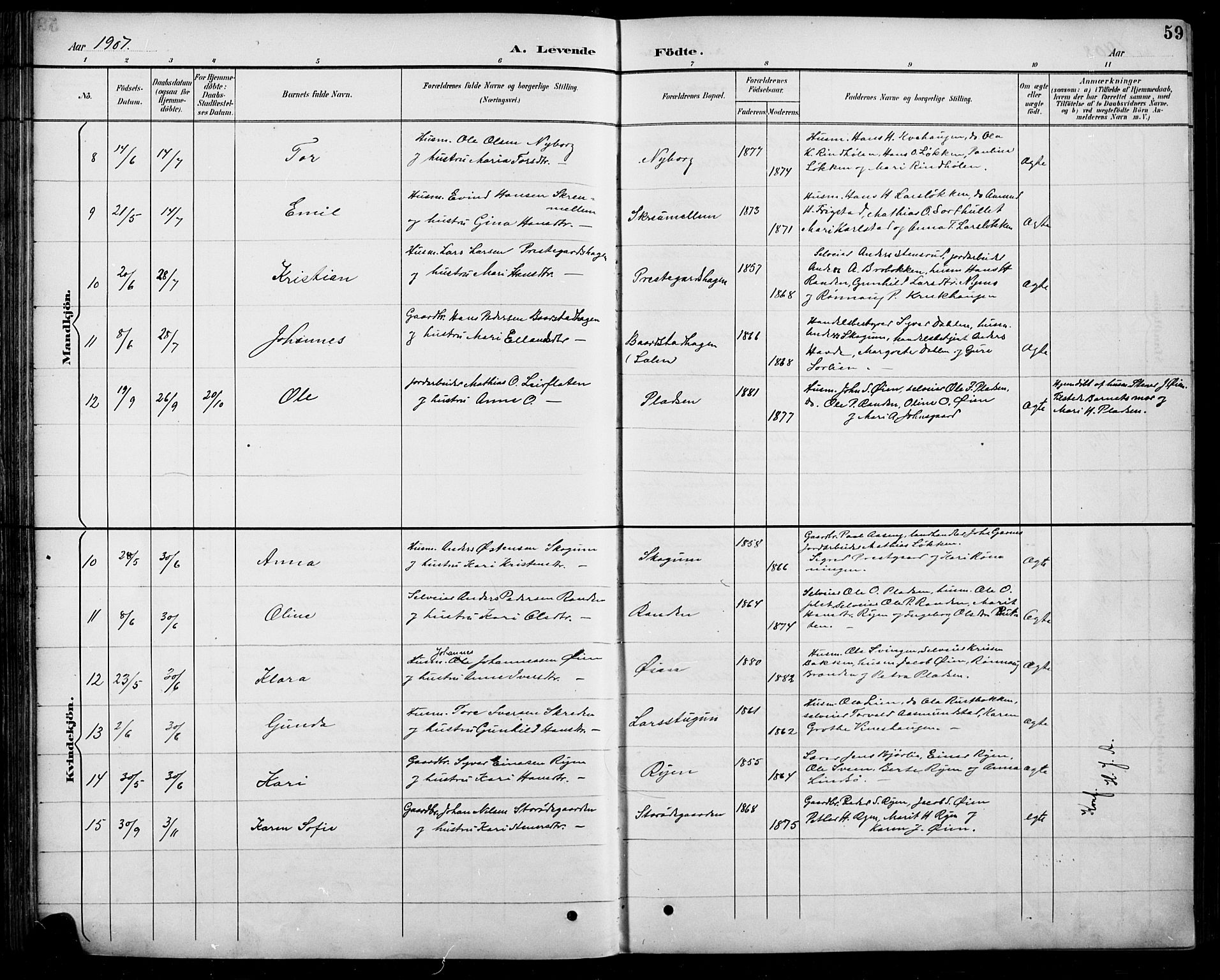 Sel prestekontor, SAH/PREST-074/H/Ha/Hab/L0005: Parish register (copy) no. 5, 1894-1923, p. 59