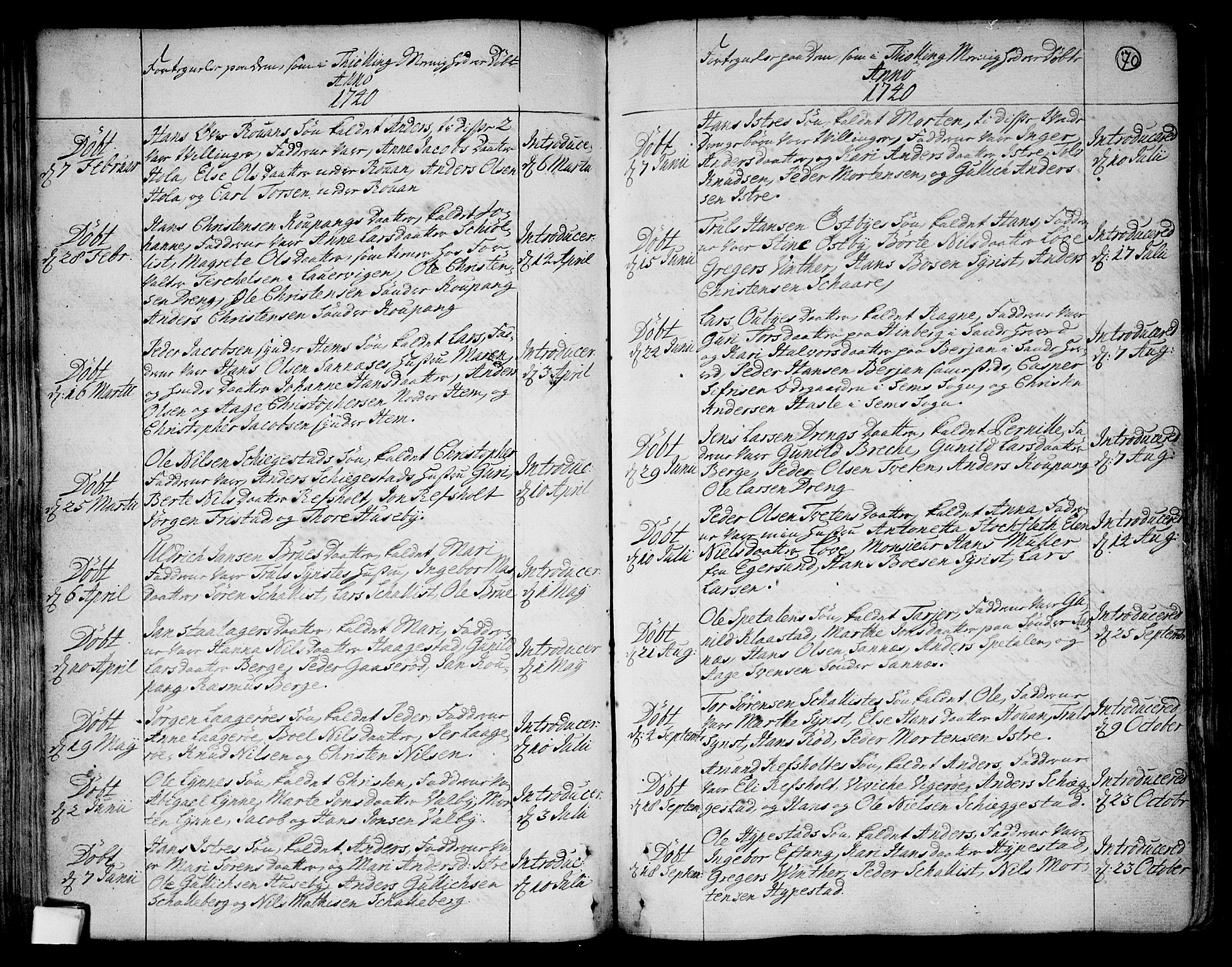 Tjølling kirkebøker, SAKO/A-60/F/Fa/L0003: Parish register (official) no. 3, 1735-1778, p. 70