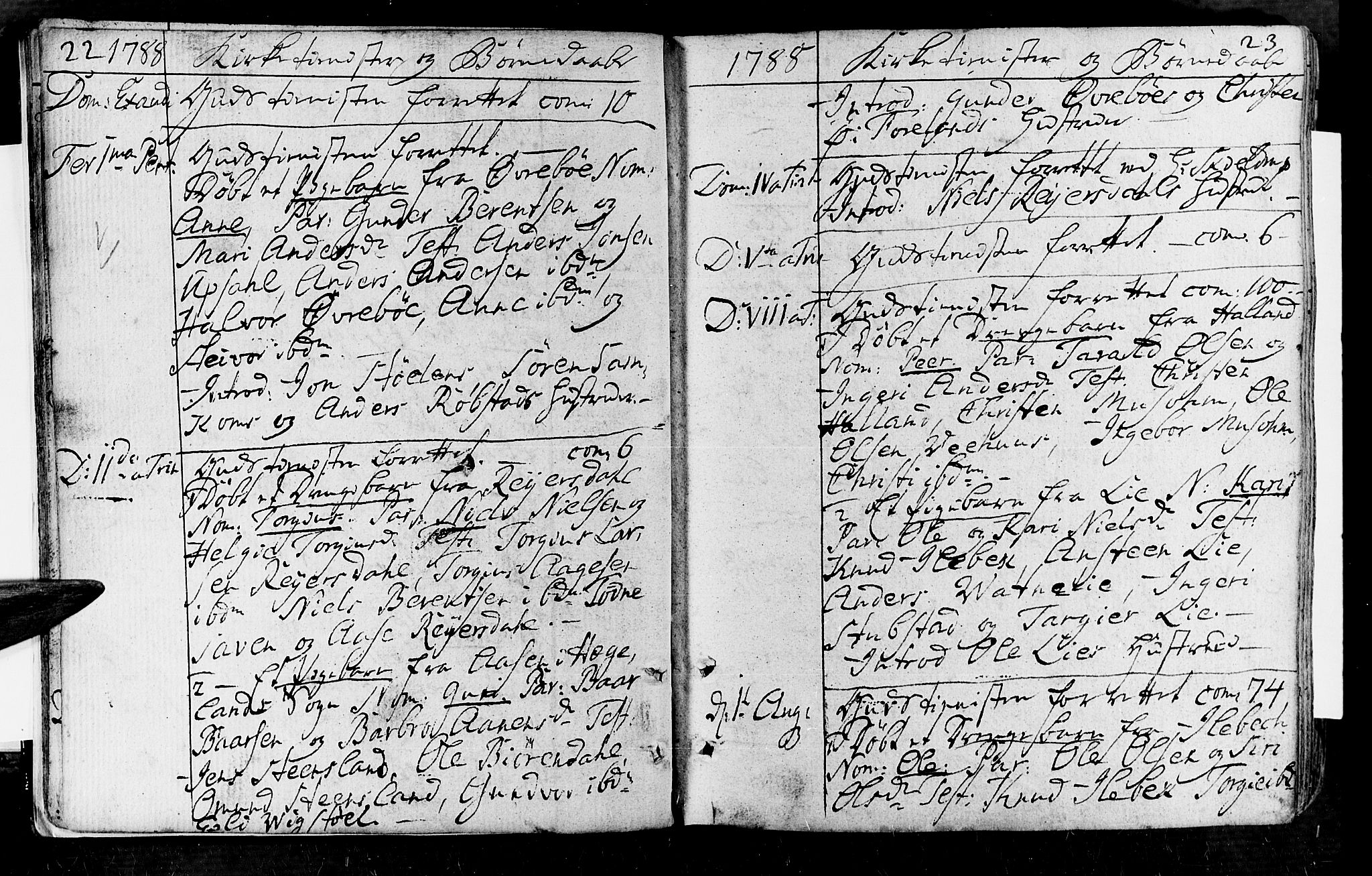 Vennesla sokneprestkontor, AV/SAK-1111-0045/Fa/Fac/L0002: Parish register (official) no. A 2, 1785-1834, p. 22-23