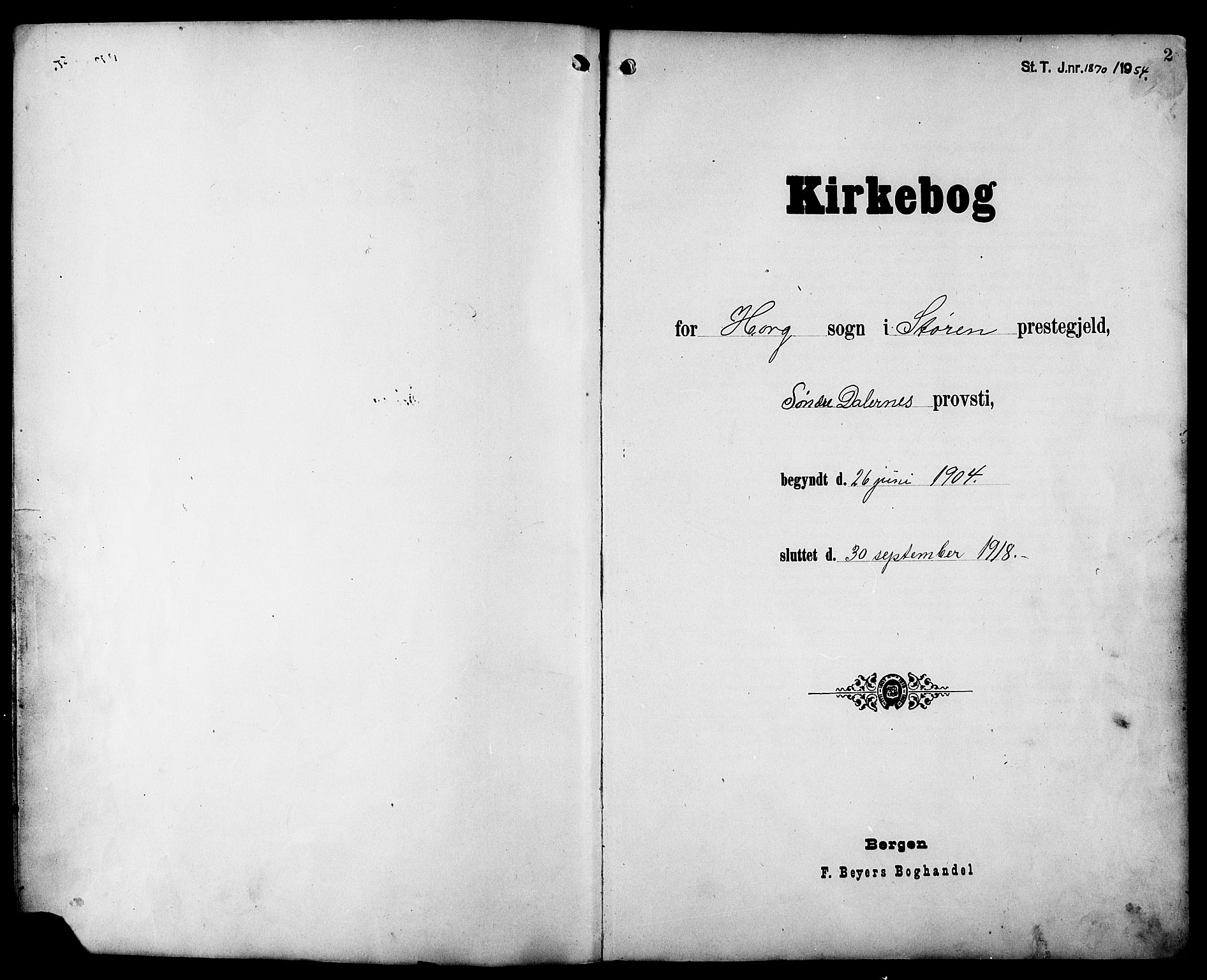 Ministerialprotokoller, klokkerbøker og fødselsregistre - Sør-Trøndelag, SAT/A-1456/692/L1112: Parish register (copy) no. 692C07, 1904-1918, p. 2