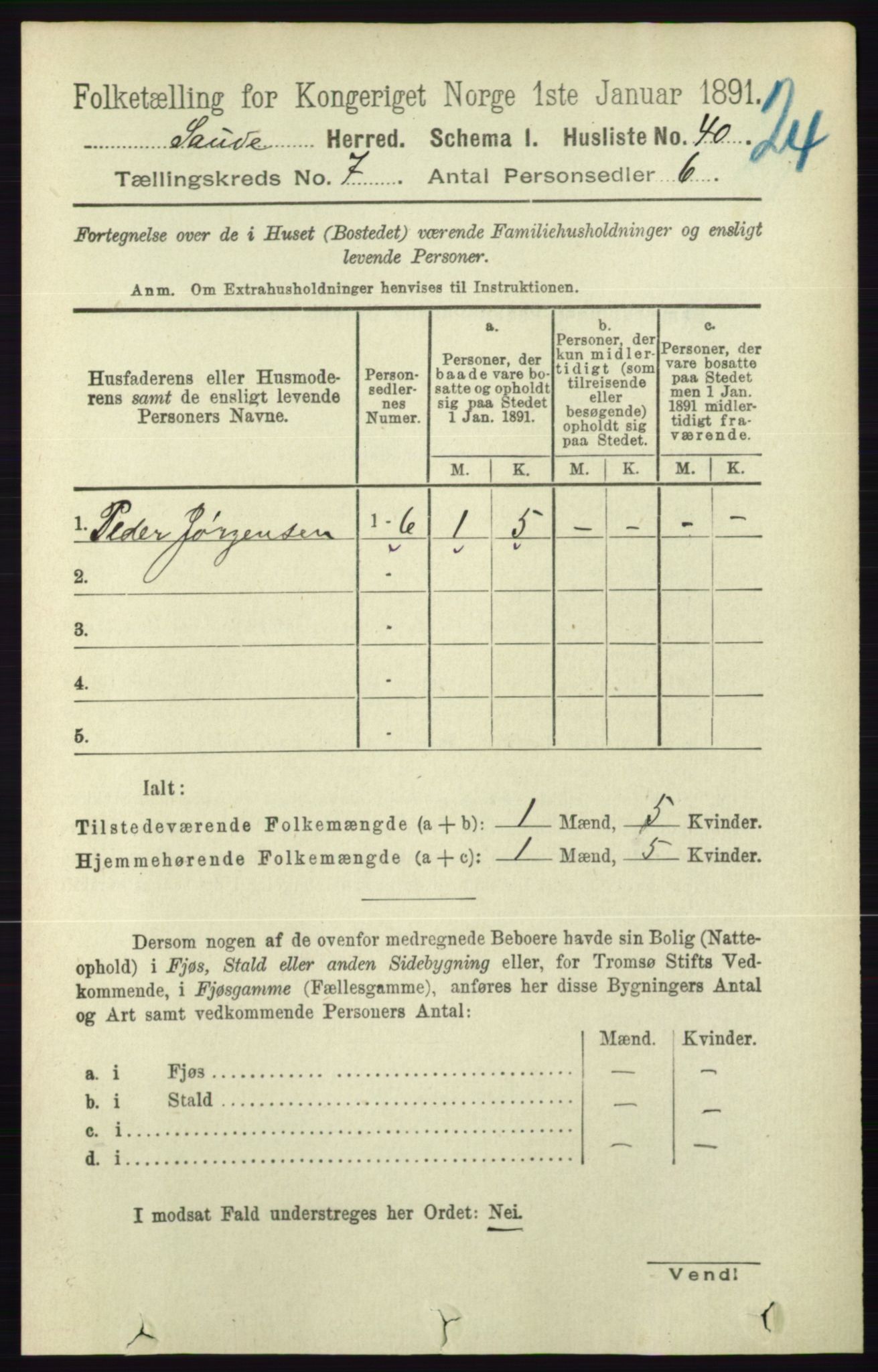 RA, 1891 census for 0822 Sauherad, 1891, p. 2023