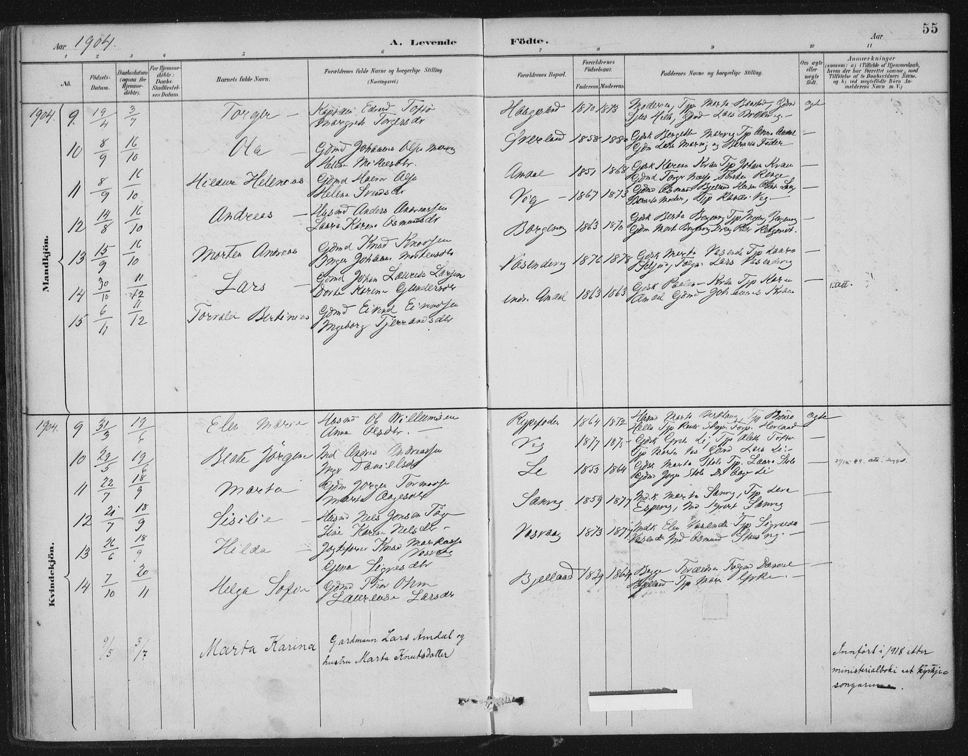 Nedstrand sokneprestkontor, AV/SAST-A-101841/01/IV: Parish register (official) no. A 12, 1887-1915, p. 55