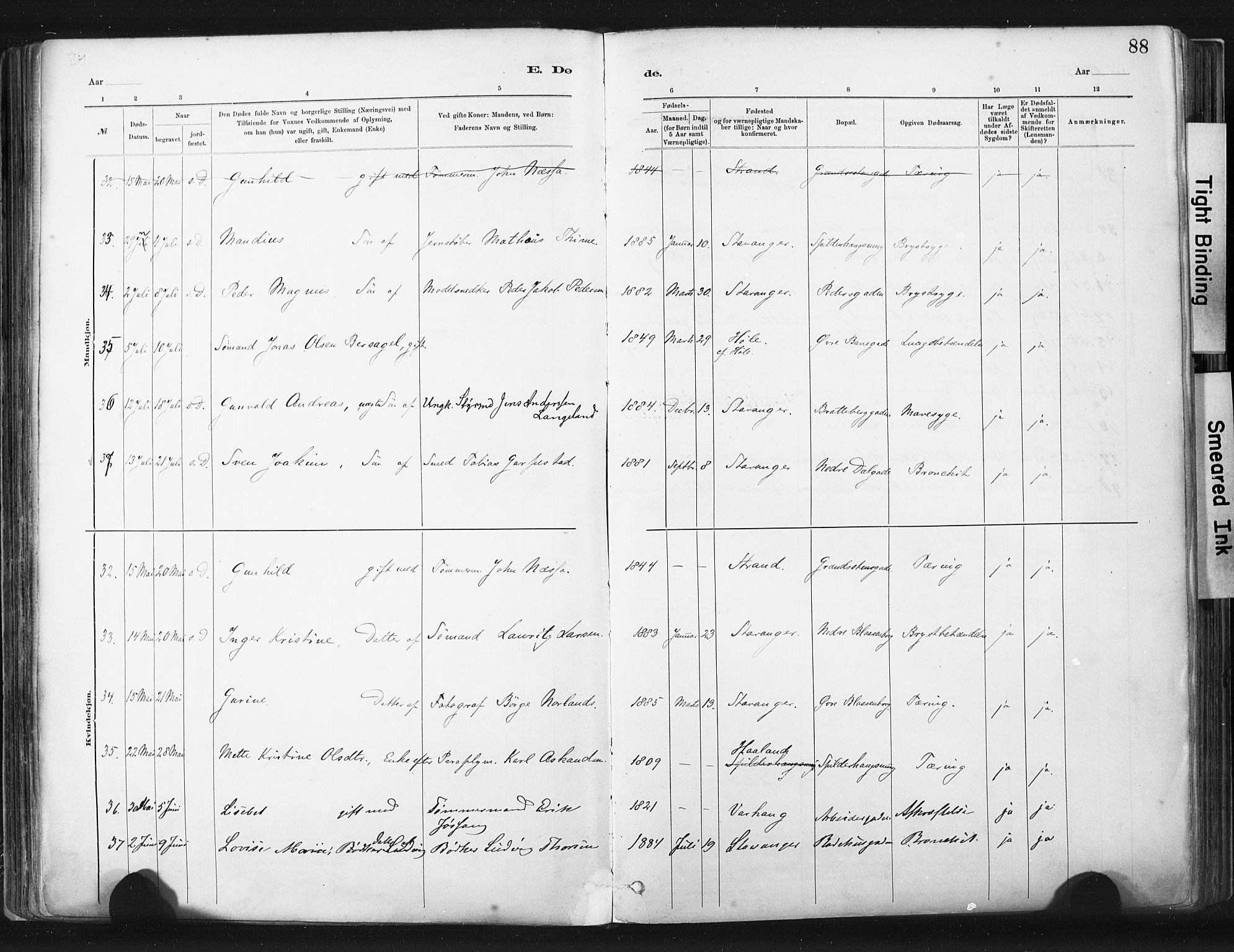 St. Johannes sokneprestkontor, AV/SAST-A-101814/001/30/30BA/L0003: Parish register (official) no. A 3, 1885-1910, p. 88