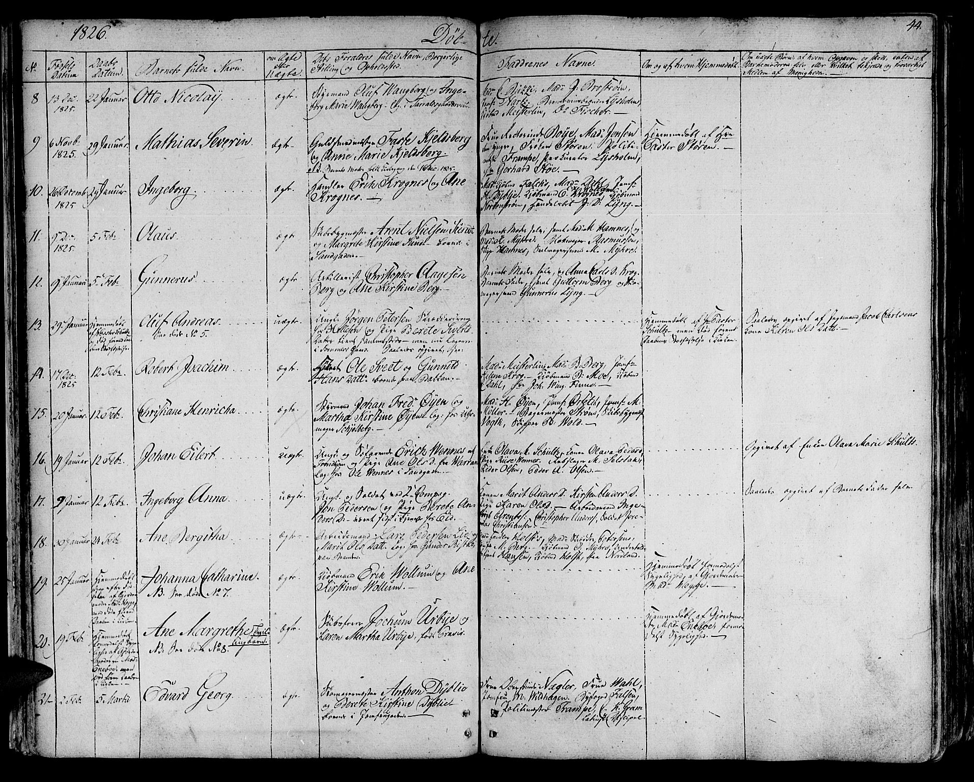Ministerialprotokoller, klokkerbøker og fødselsregistre - Sør-Trøndelag, SAT/A-1456/602/L0108: Parish register (official) no. 602A06, 1821-1839, p. 44