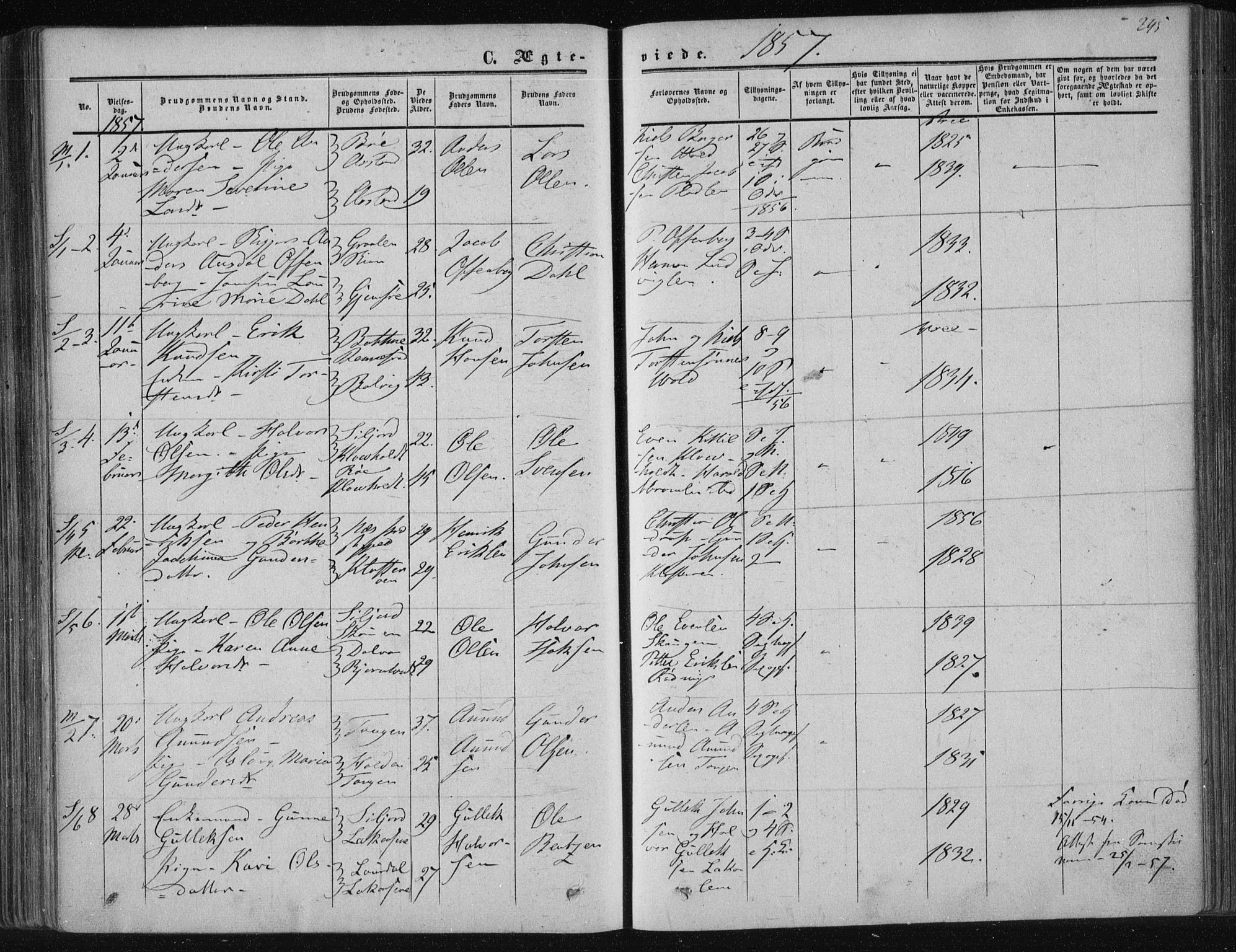 Solum kirkebøker, SAKO/A-306/F/Fa/L0007: Parish register (official) no. I 7, 1856-1864, p. 245