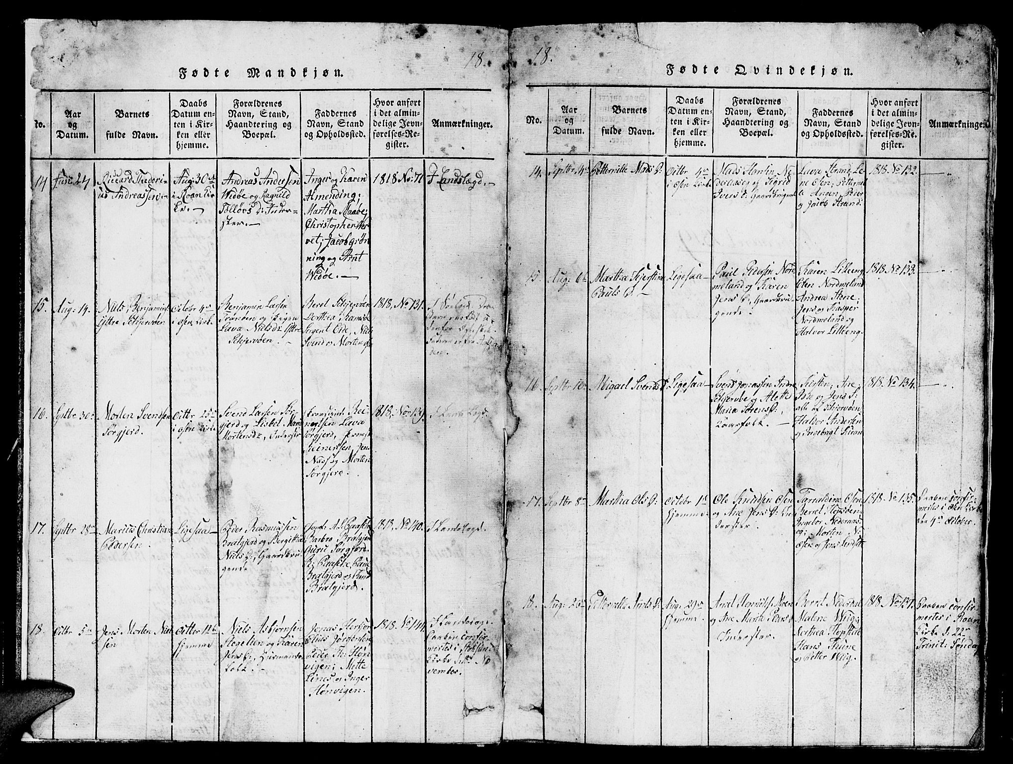 Ministerialprotokoller, klokkerbøker og fødselsregistre - Sør-Trøndelag, SAT/A-1456/657/L0714: Parish register (copy) no. 657C01, 1818-1868, p. 5