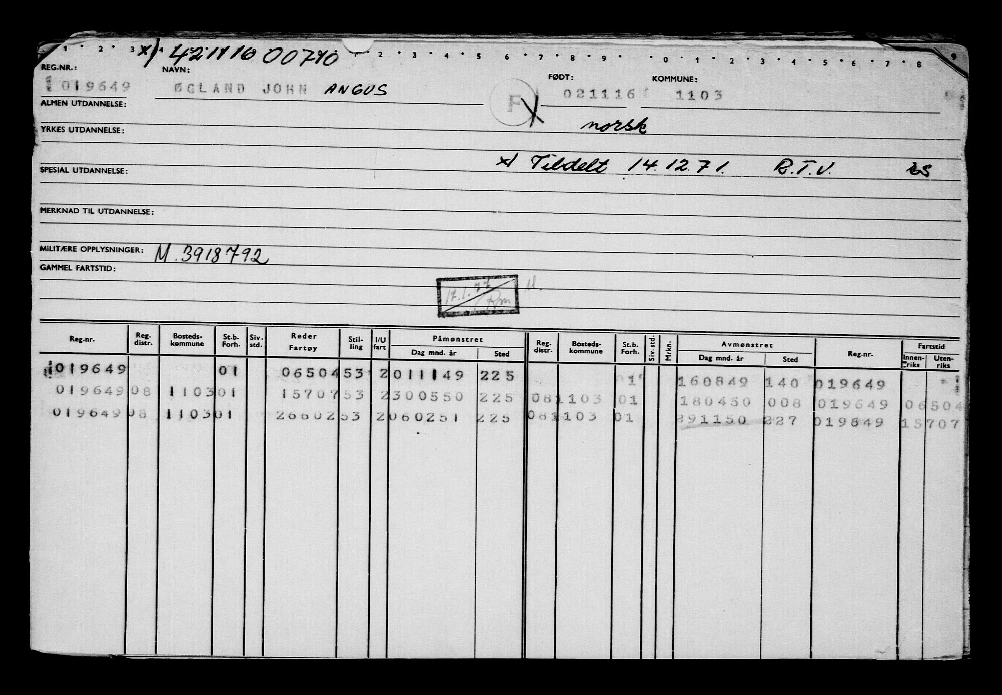 Direktoratet for sjømenn, AV/RA-S-3545/G/Gb/L0143: Hovedkort, 1916, p. 547