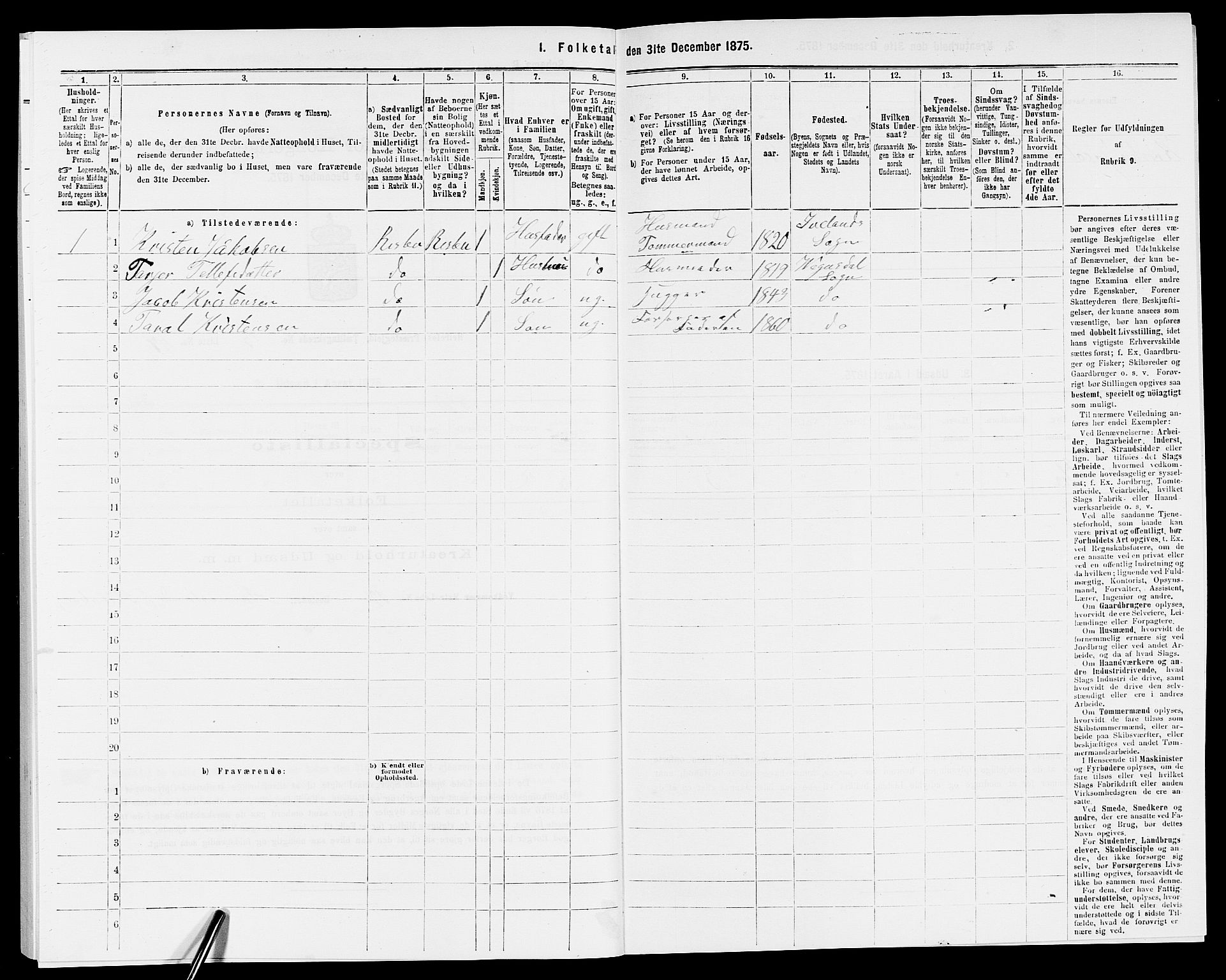 SAK, 1875 census for 0933P Herefoss, 1875, p. 311