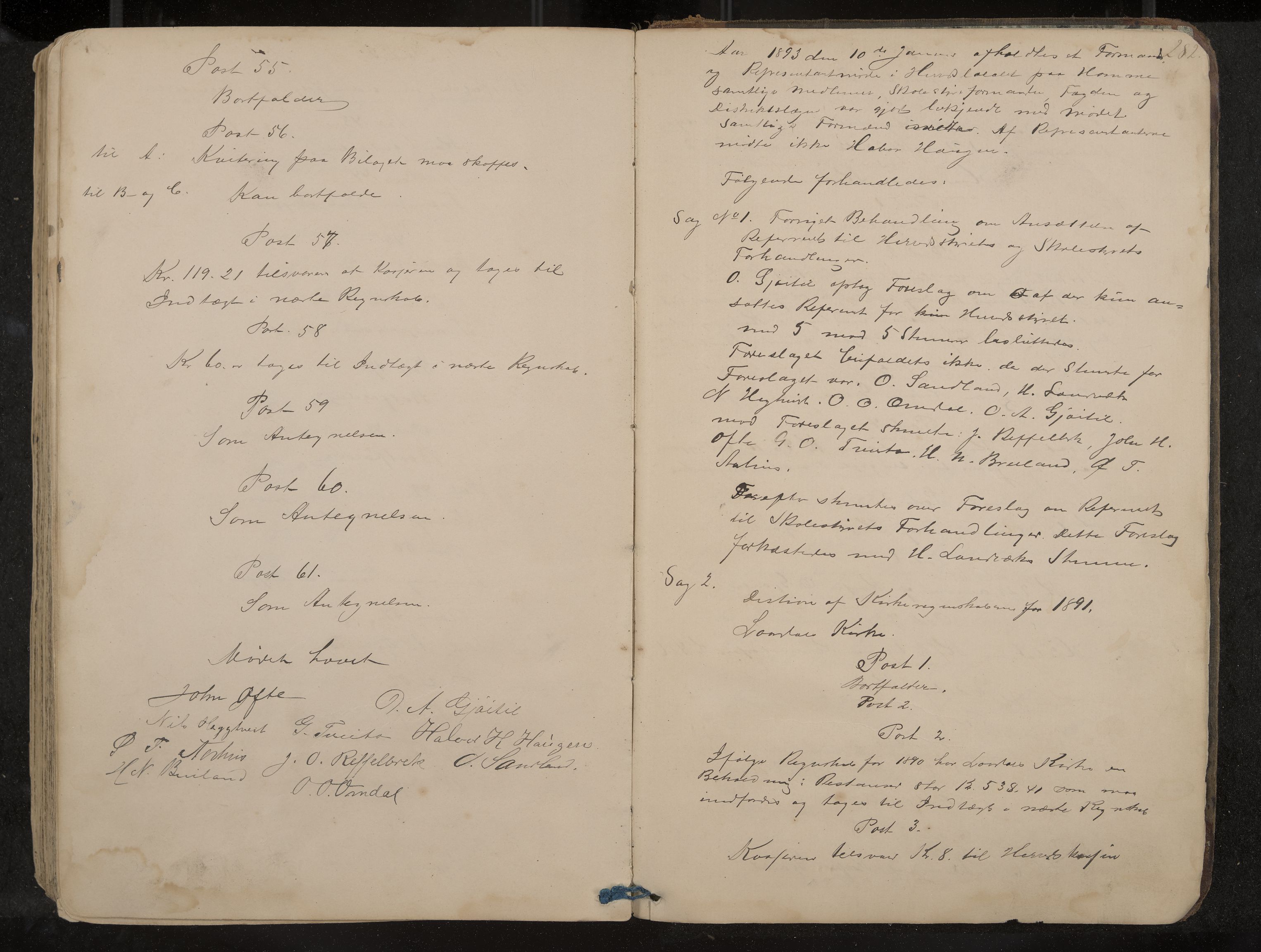 Lårdal formannskap og sentraladministrasjon, IKAK/0833021/A/L0002: Møtebok, 1865-1893, p. 282