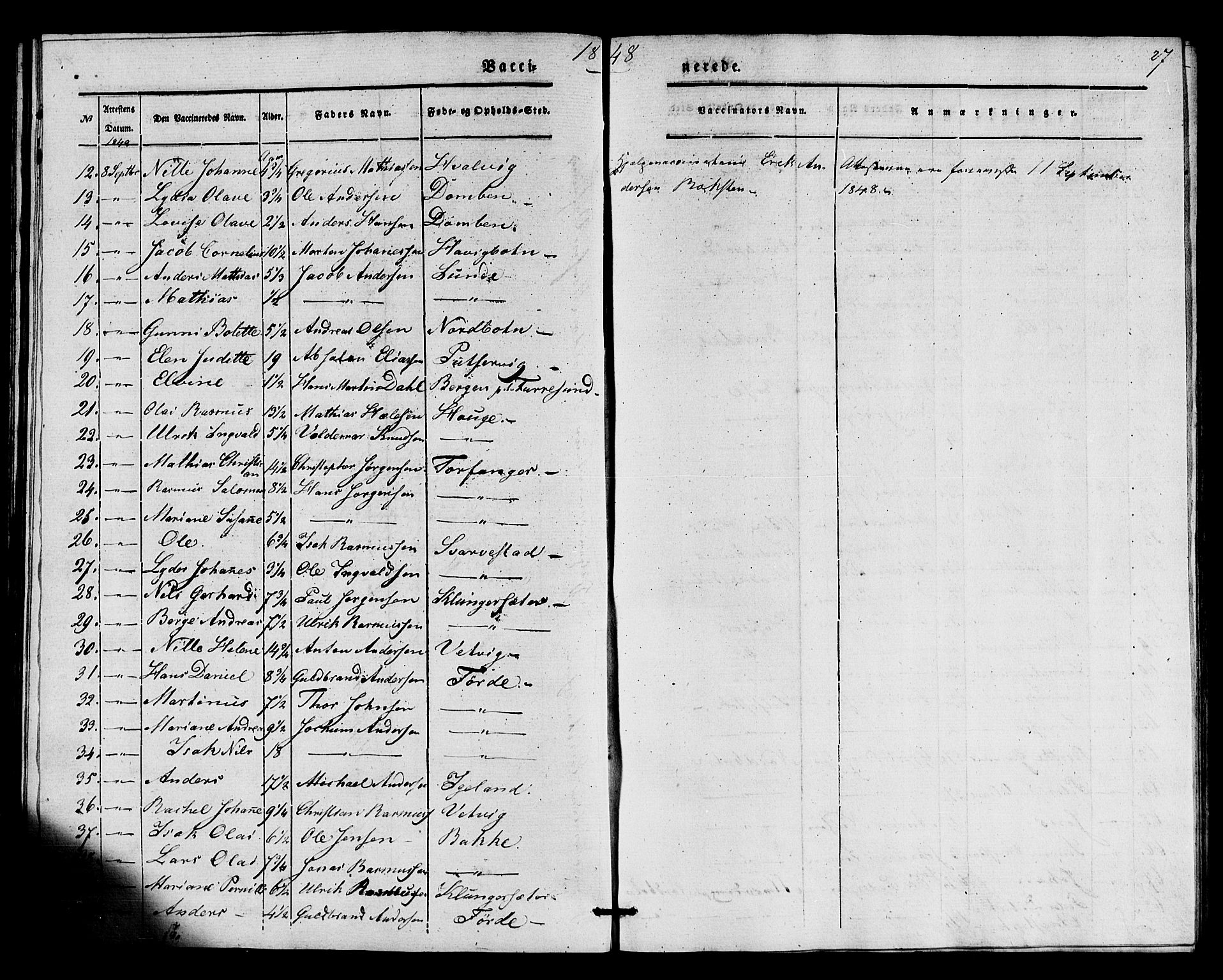 Kinn sokneprestembete, SAB/A-80801/H/Haa/Haaa/L0016: Parish register (official) no. A 16, 1841-1858, p. 27