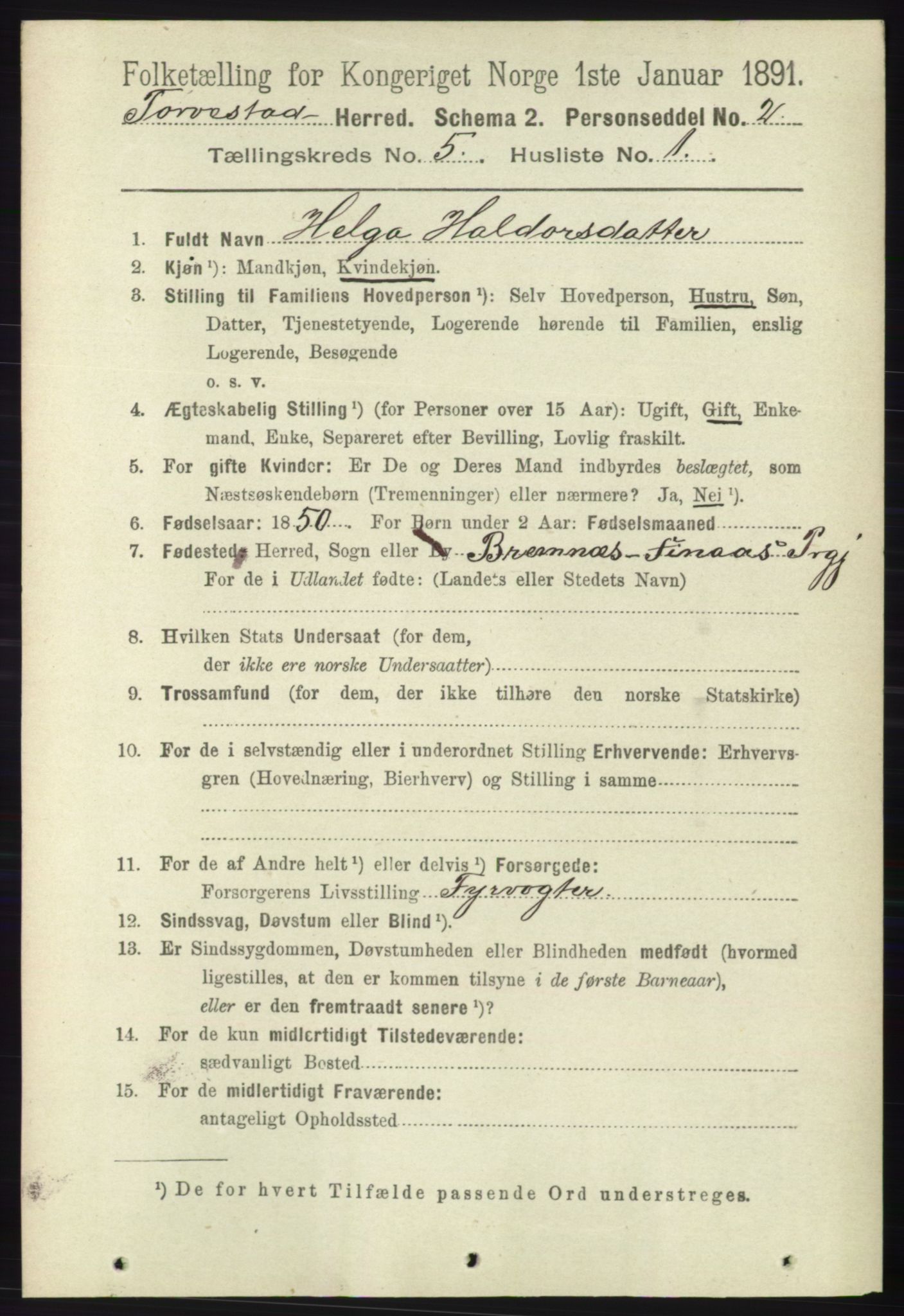 RA, 1891 census for 1152 Torvastad, 1891, p. 1757