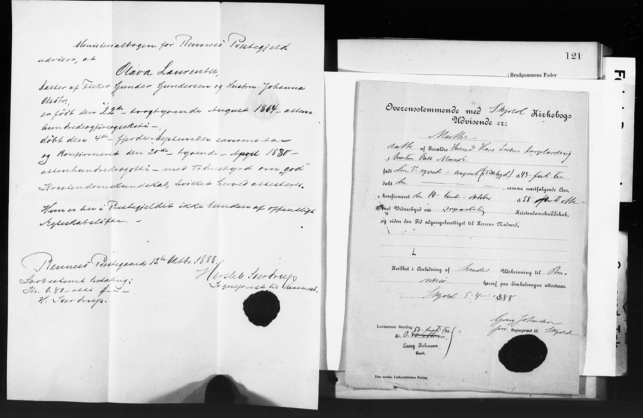 Rennesøy sokneprestkontor, SAST/A -101827/I/Ie/L0001: Banns register no. 1, 1873-1898, p. 121