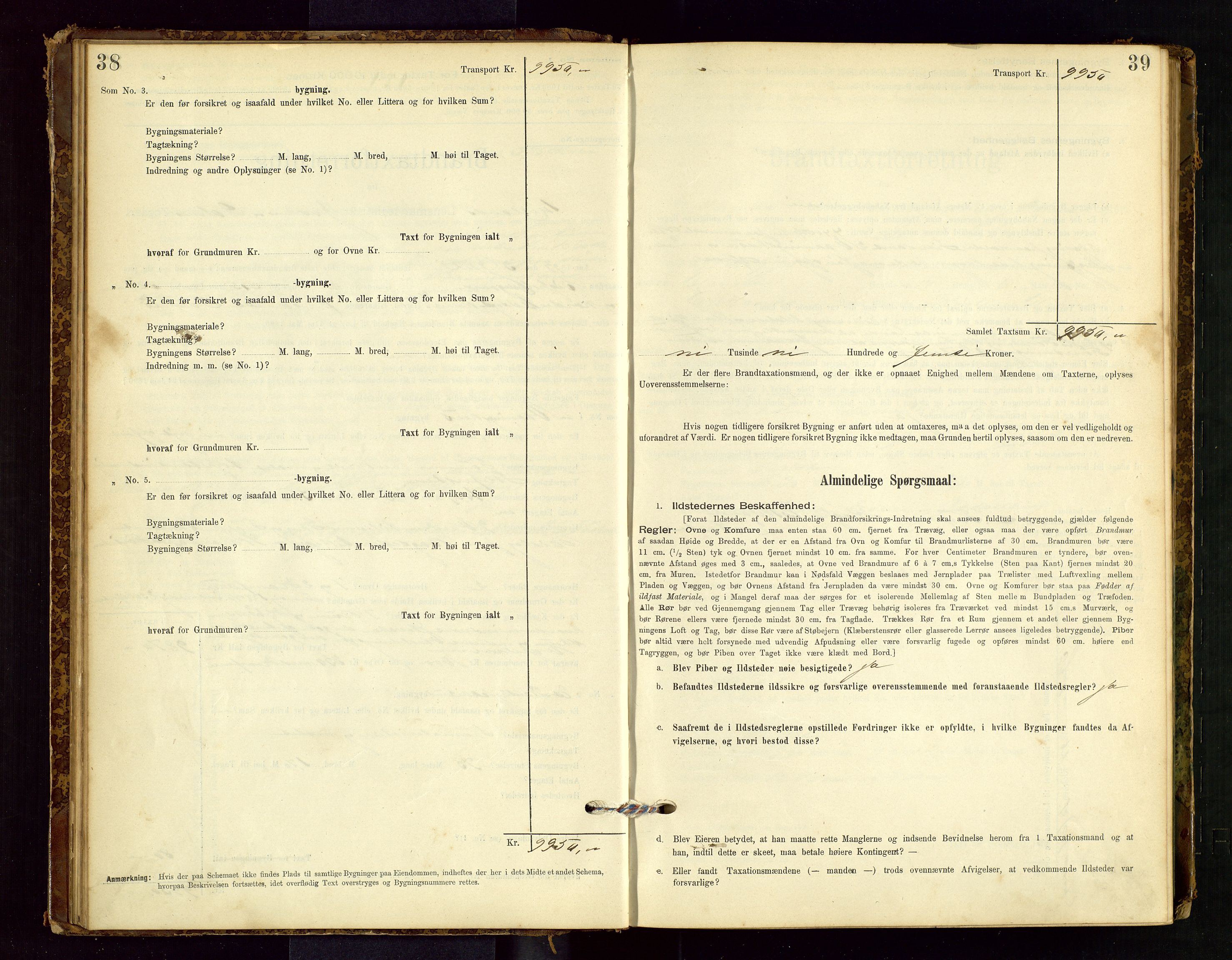 Hetland lensmannskontor, SAST/A-100101/Gob/L0001: "Brandtaxationsprotokol", 1895-1918, p. 38-39