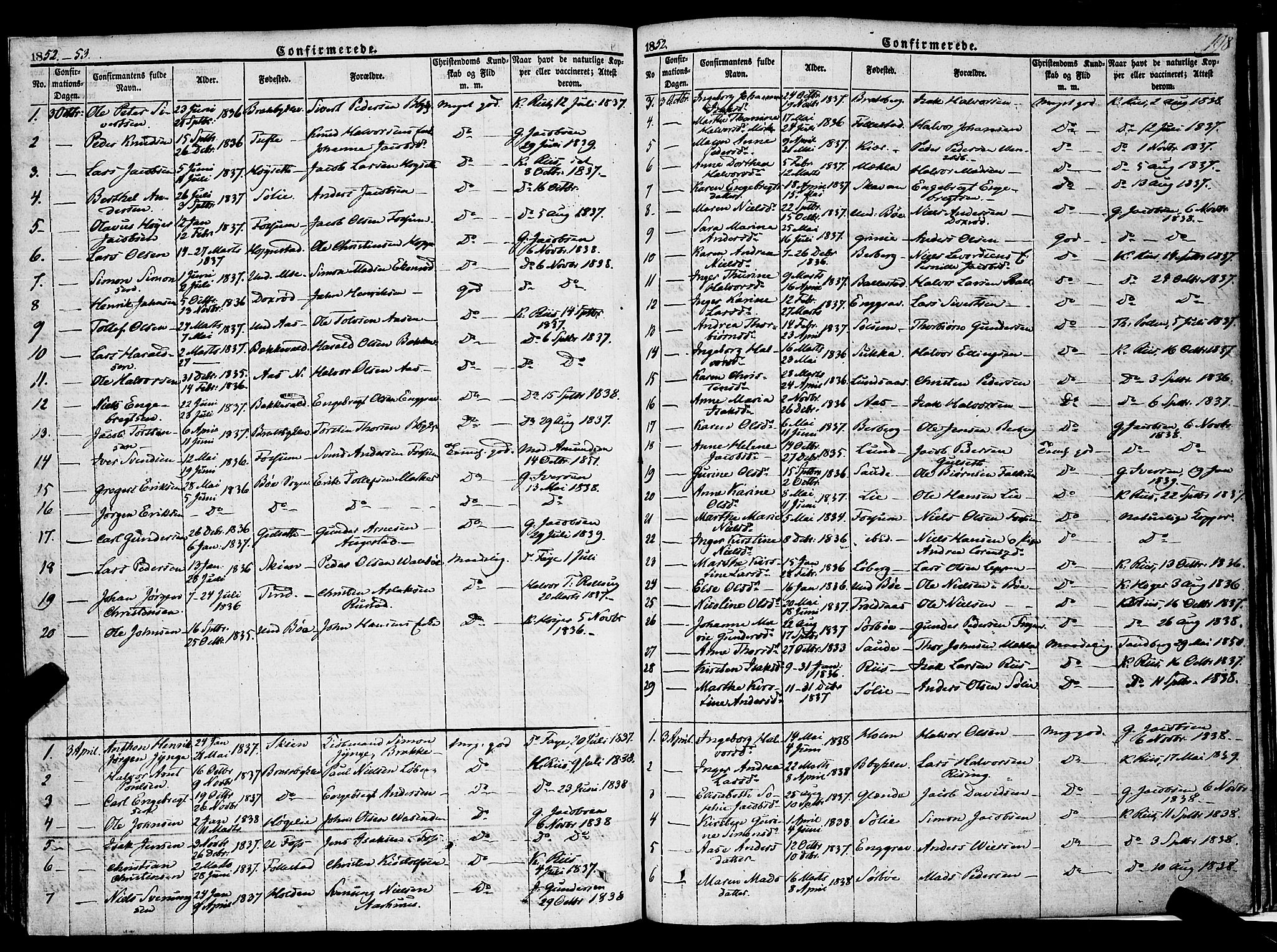 Gjerpen kirkebøker, SAKO/A-265/F/Fa/L0007a: Parish register (official) no. I 7A, 1834-1857, p. 198