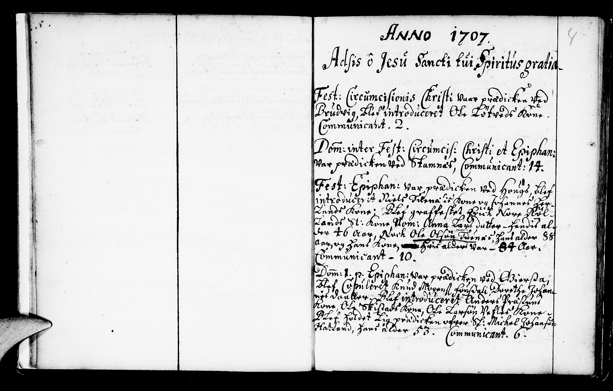 Haus sokneprestembete, AV/SAB-A-75601/H/Haa: Parish register (official) no. A 2, 1707-1709, p. 4