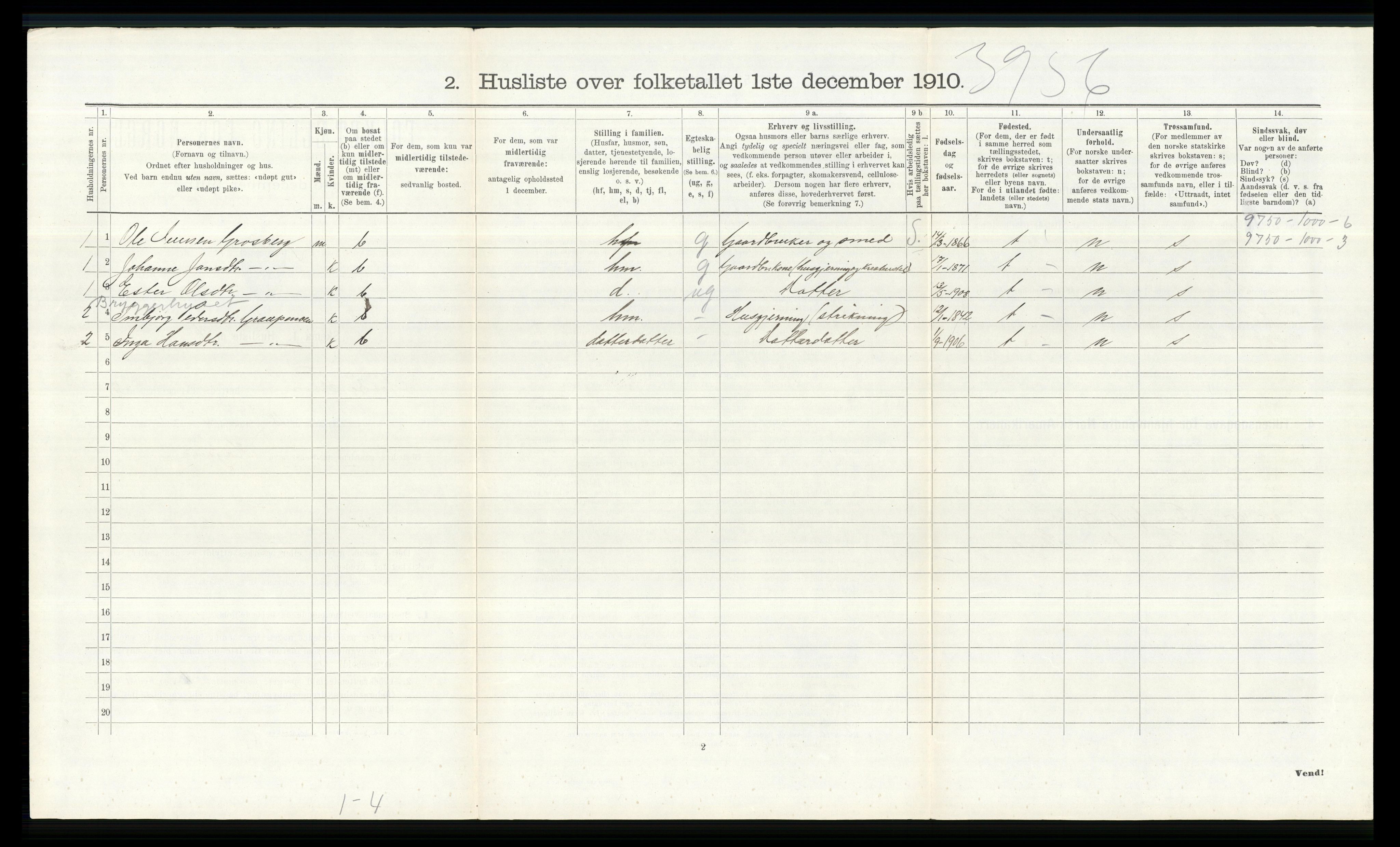 RA, 1910 census for Nord-Fron, 1910, p. 205