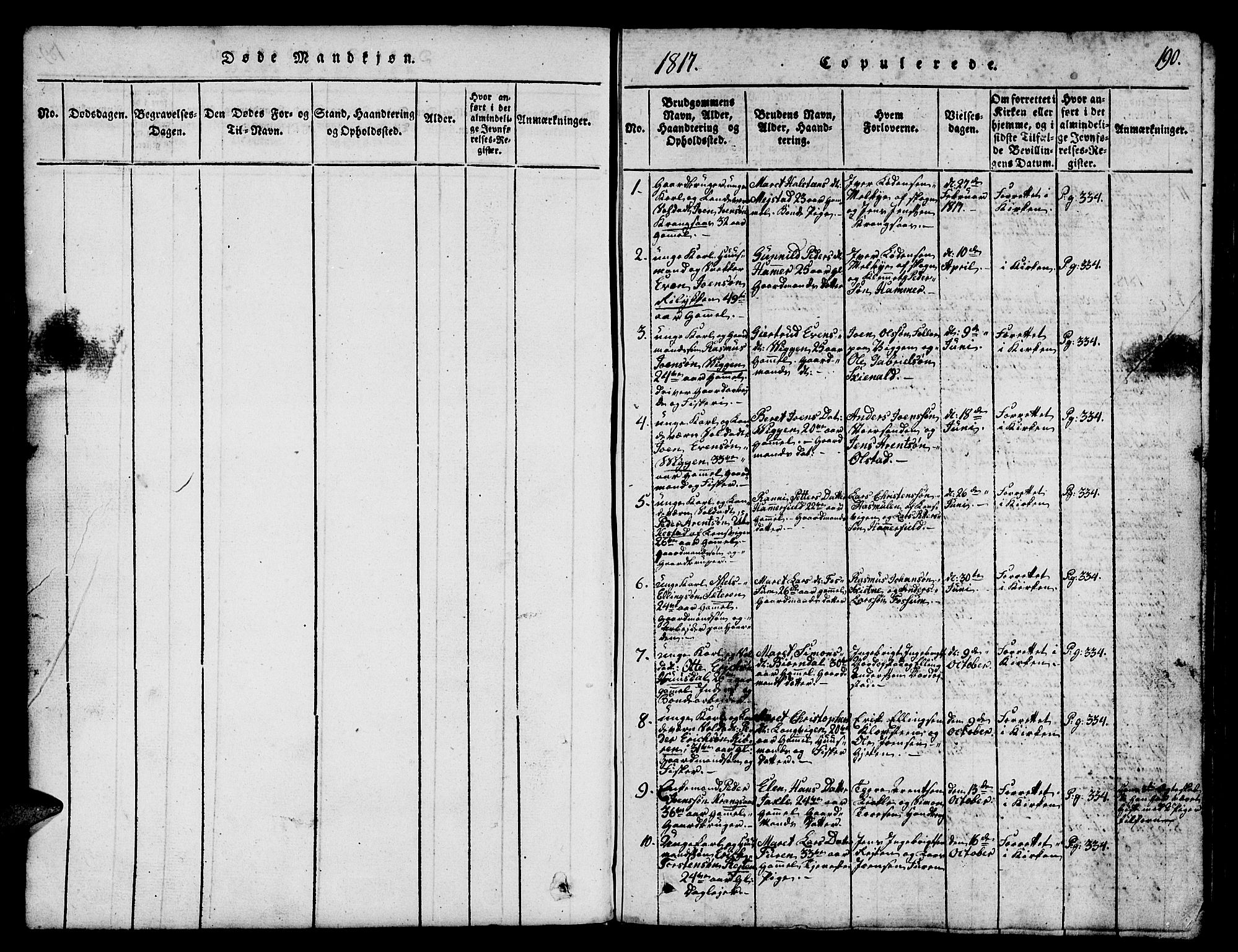 Ministerialprotokoller, klokkerbøker og fødselsregistre - Sør-Trøndelag, SAT/A-1456/665/L0776: Parish register (copy) no. 665C01, 1817-1837, p. 190
