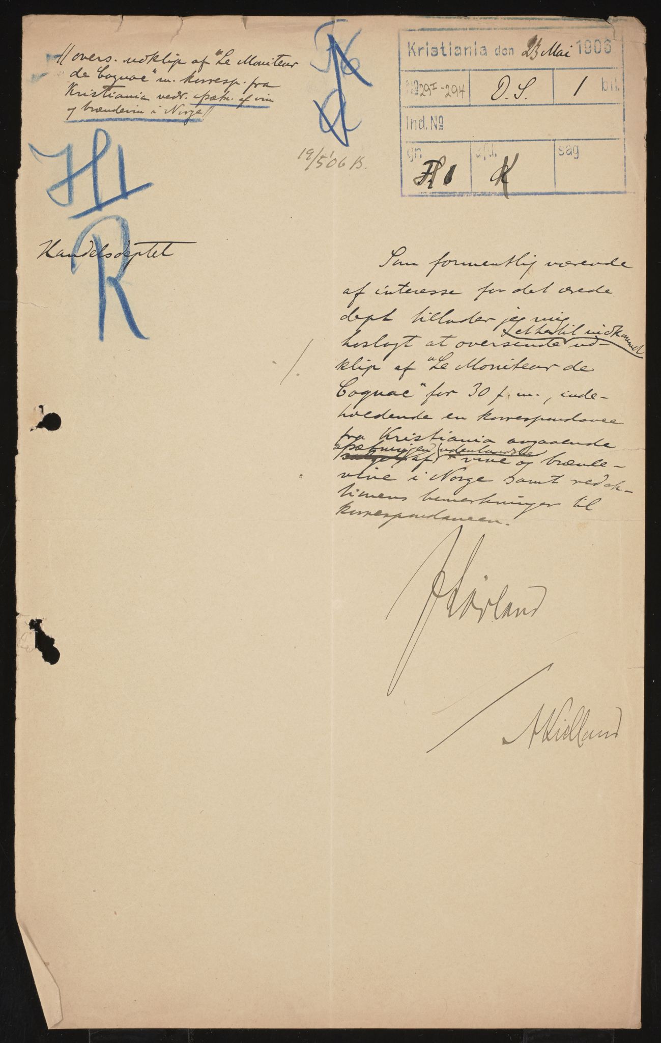 Utenriksdepartementet, AV/RA-S-2259, 1873-1919, p. 260