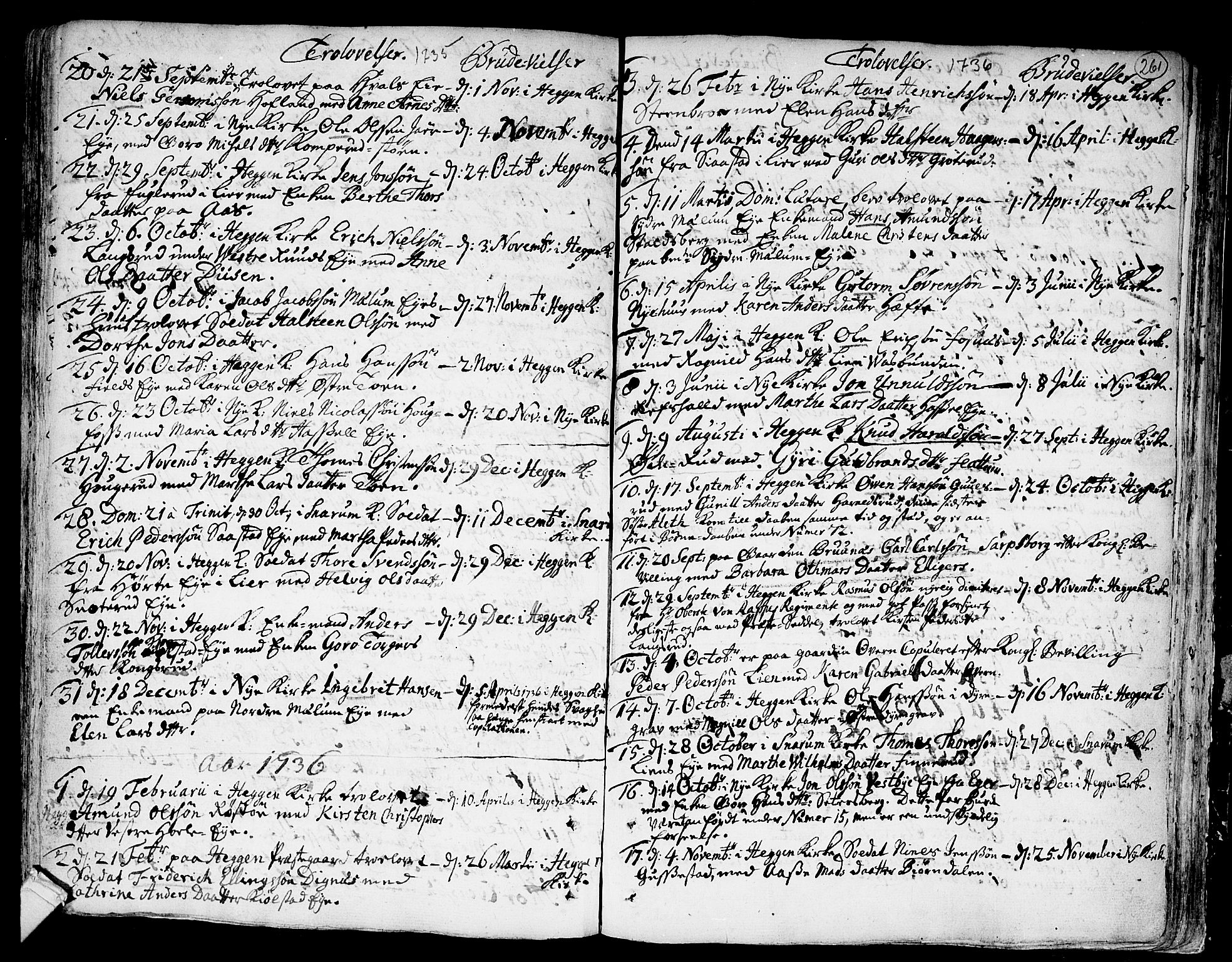 Modum kirkebøker, SAKO/A-234/F/Fa/L0001: Parish register (official) no. 1, 1712-1740, p. 261