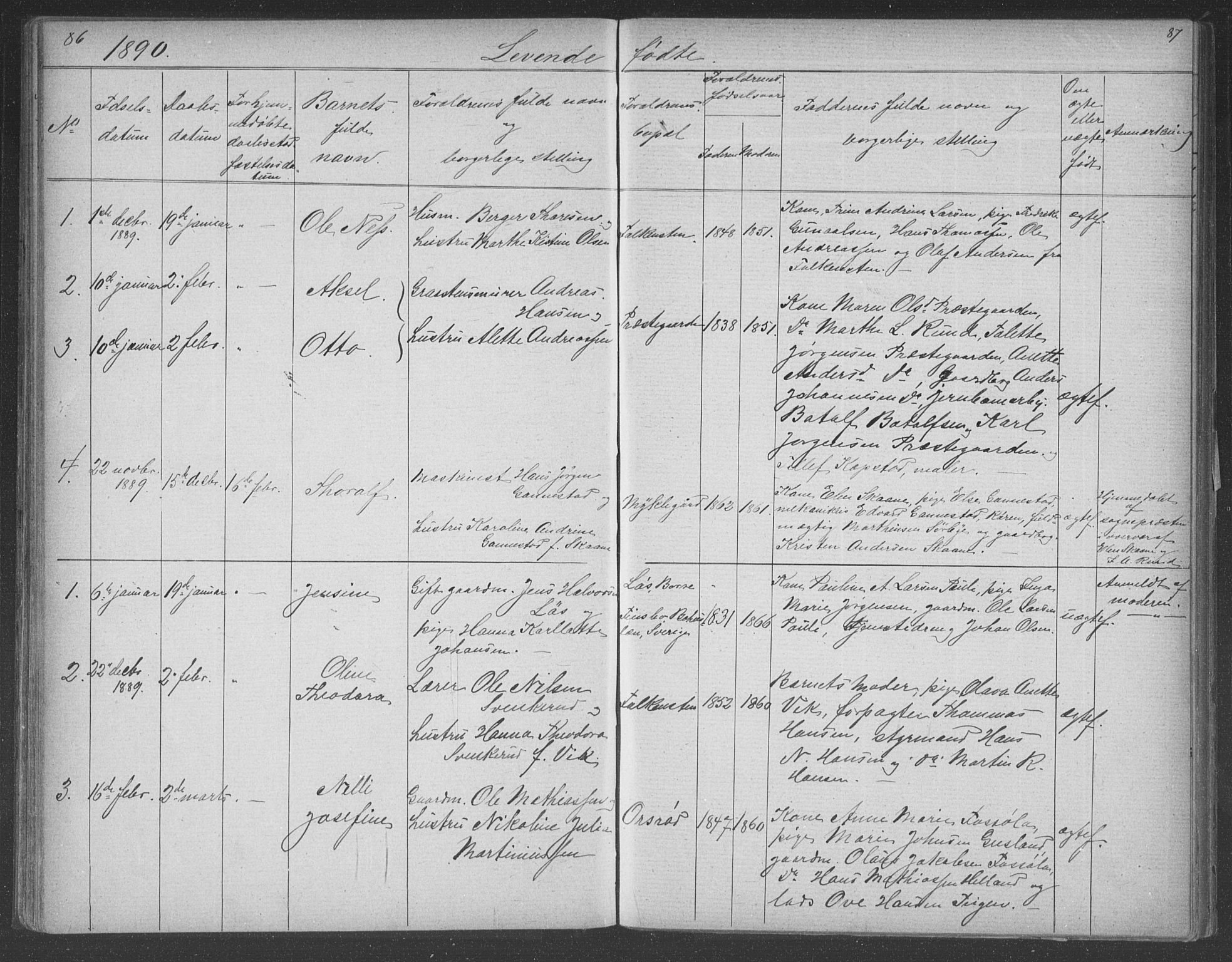 Borre kirkebøker, AV/SAKO-A-338/G/Gb/L0002: Parish register (copy) no. II 2, 1878-1892, p. 86-87