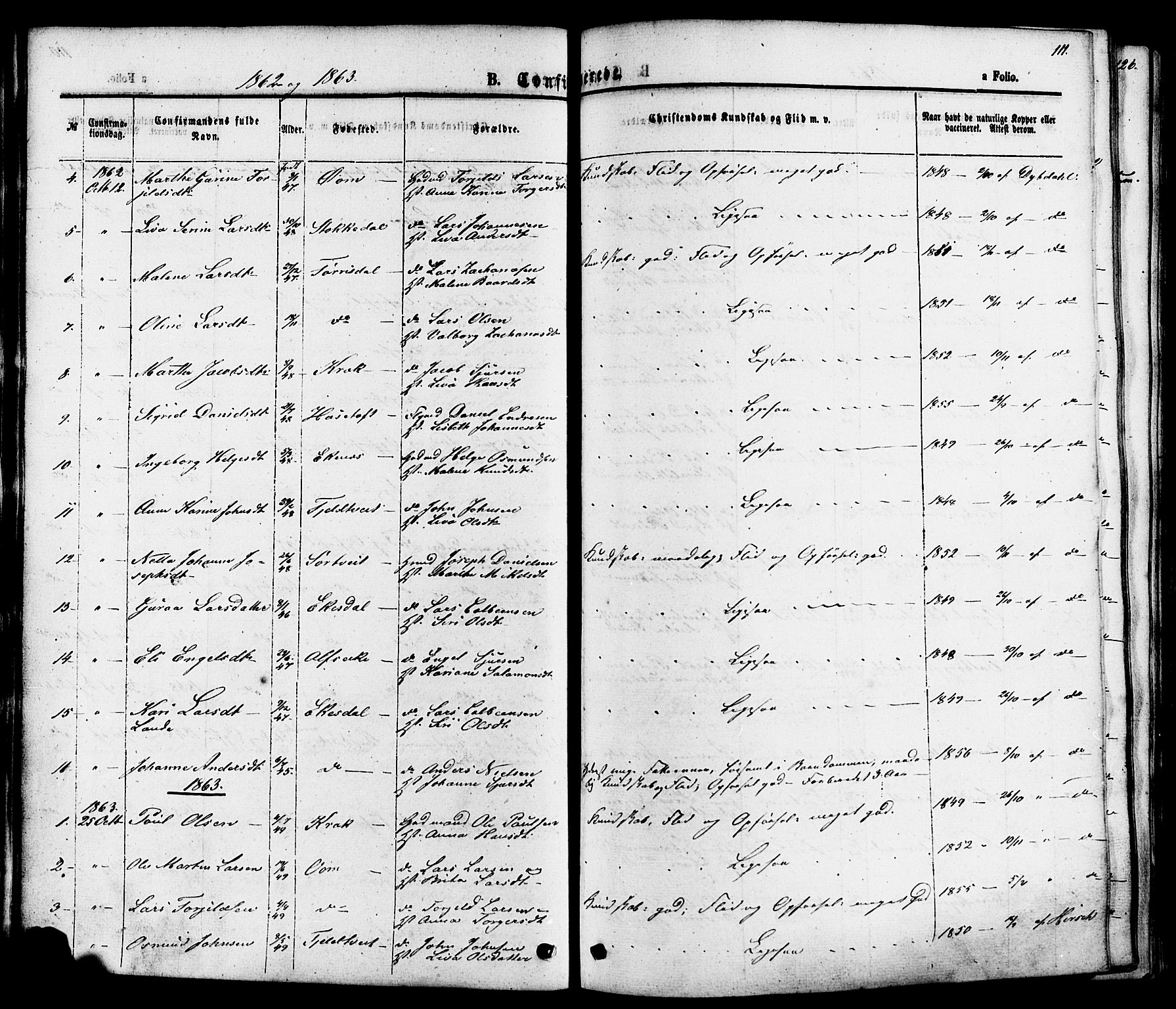 Skjold sokneprestkontor, AV/SAST-A-101847/H/Ha/Haa/L0007: Parish register (official) no. A 7, 1857-1882, p. 111