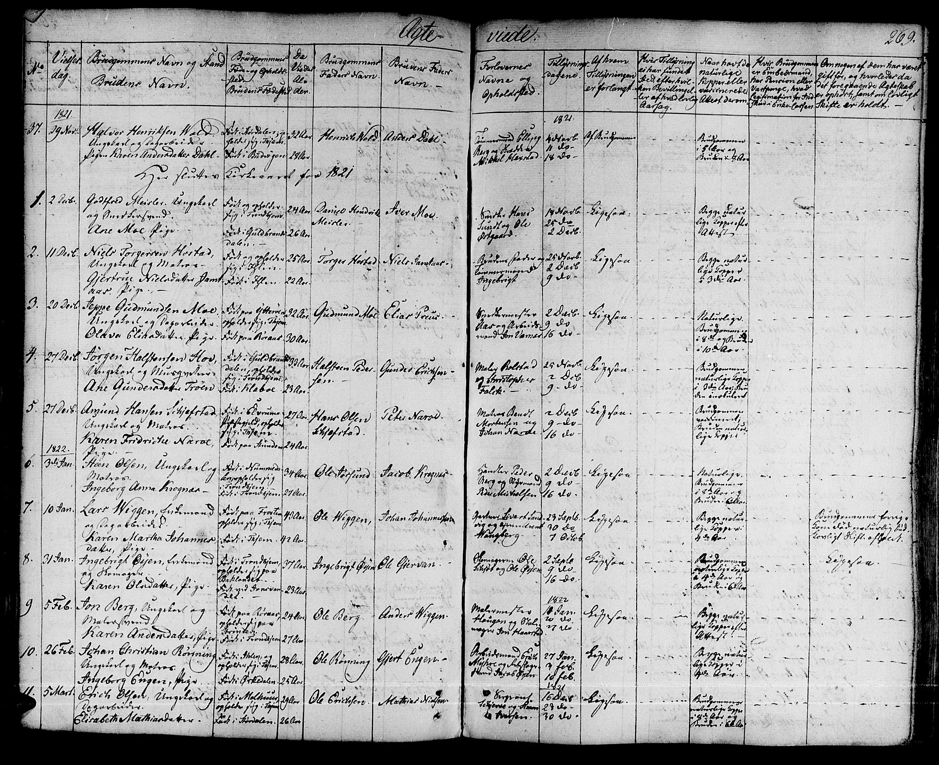 Ministerialprotokoller, klokkerbøker og fødselsregistre - Sør-Trøndelag, SAT/A-1456/601/L0045: Parish register (official) no. 601A13, 1821-1831, p. 269