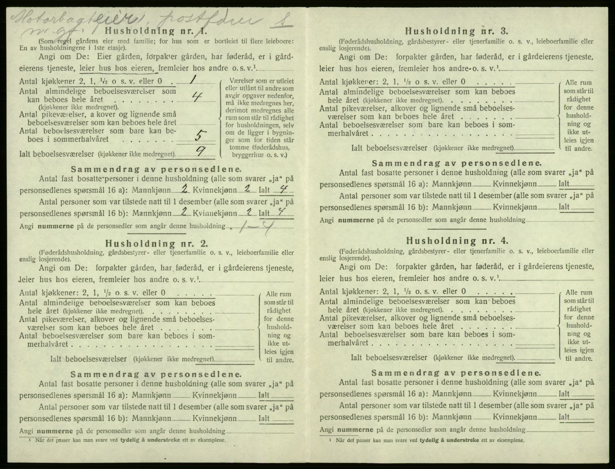 SAB, 1920 census for Kvam, 1920, p. 1125