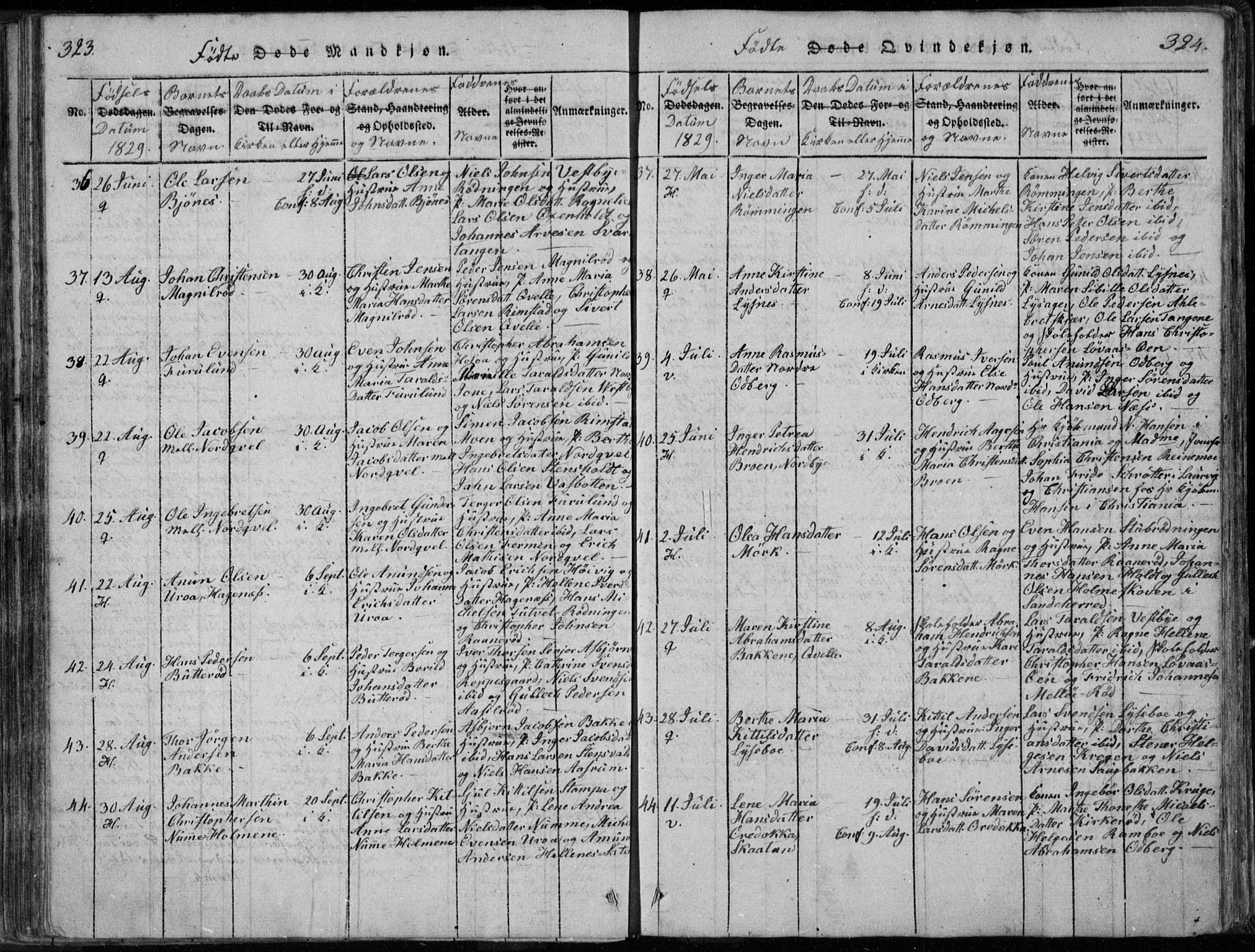 Hedrum kirkebøker, AV/SAKO-A-344/F/Fa/L0004: Parish register (official) no. I 4, 1817-1835, p. 323-324