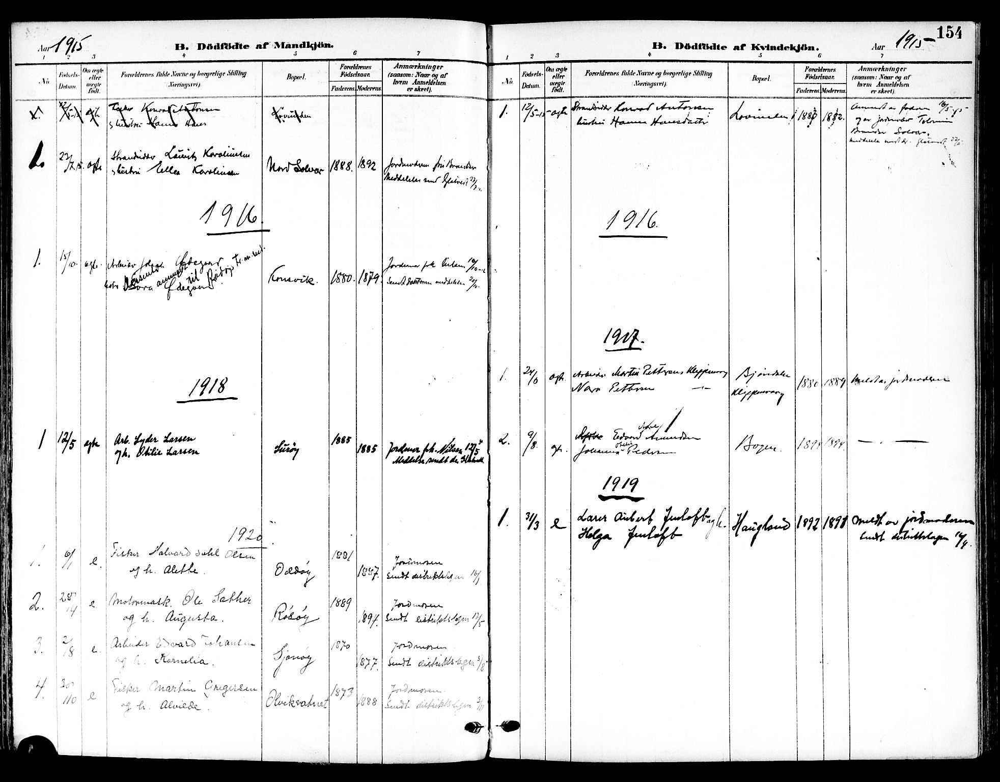 Ministerialprotokoller, klokkerbøker og fødselsregistre - Nordland, SAT/A-1459/839/L0569: Parish register (official) no. 839A06, 1903-1922, p. 154