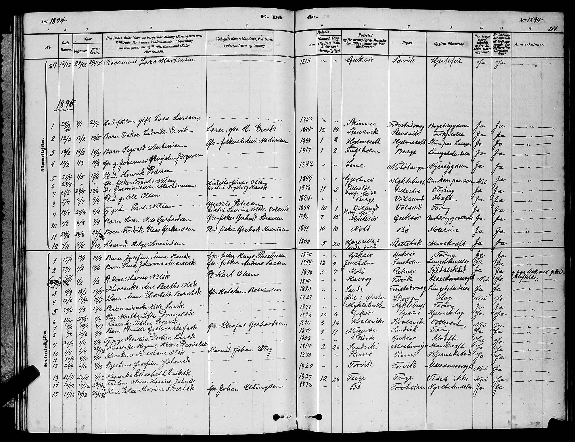 Ministerialprotokoller, klokkerbøker og fødselsregistre - Møre og Romsdal, AV/SAT-A-1454/507/L0081: Parish register (copy) no. 507C04, 1878-1898, p. 281