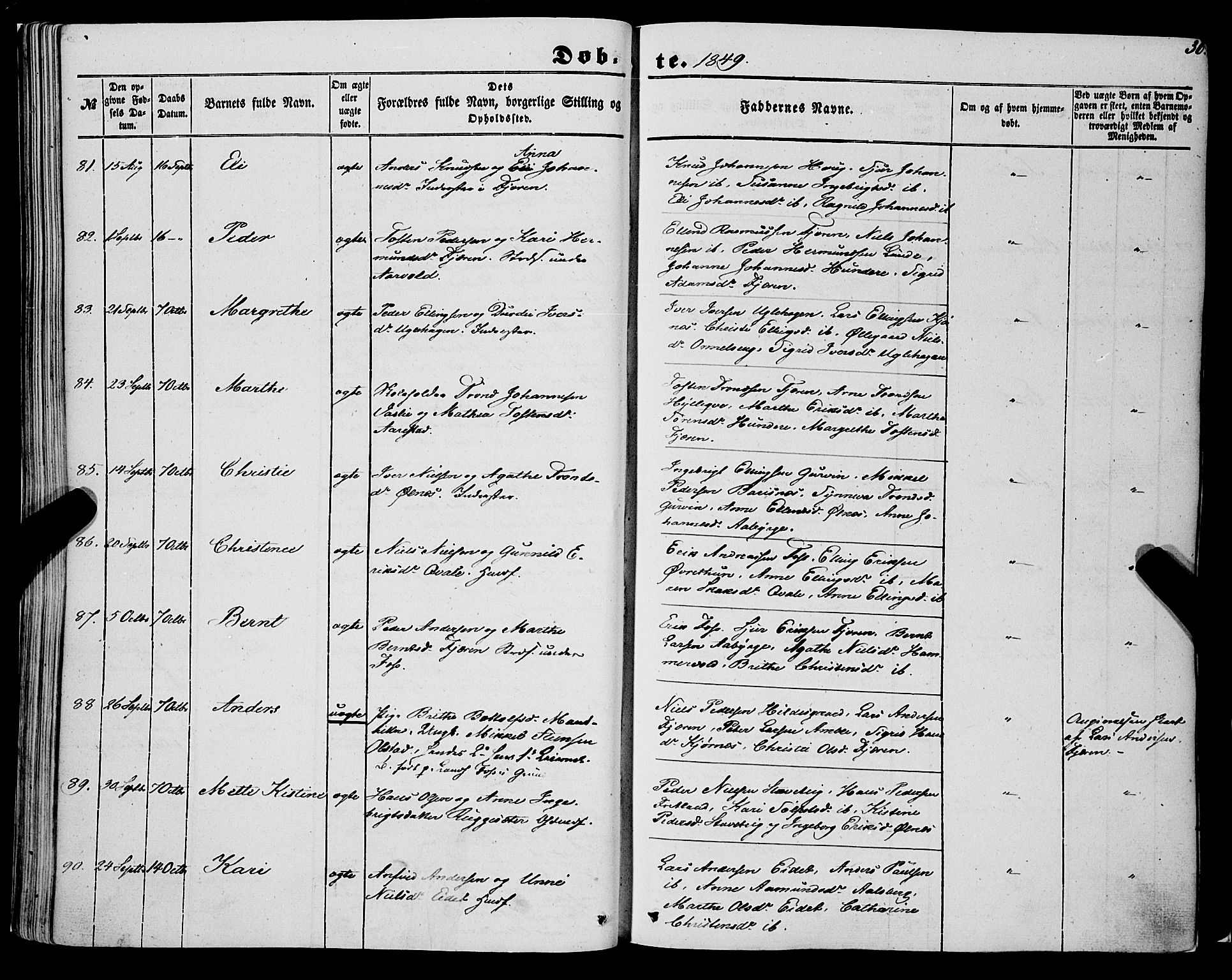 Sogndal sokneprestembete, AV/SAB-A-81301/H/Haa/Haaa/L0012I: Parish register (official) no. A 12I, 1847-1859, p. 36