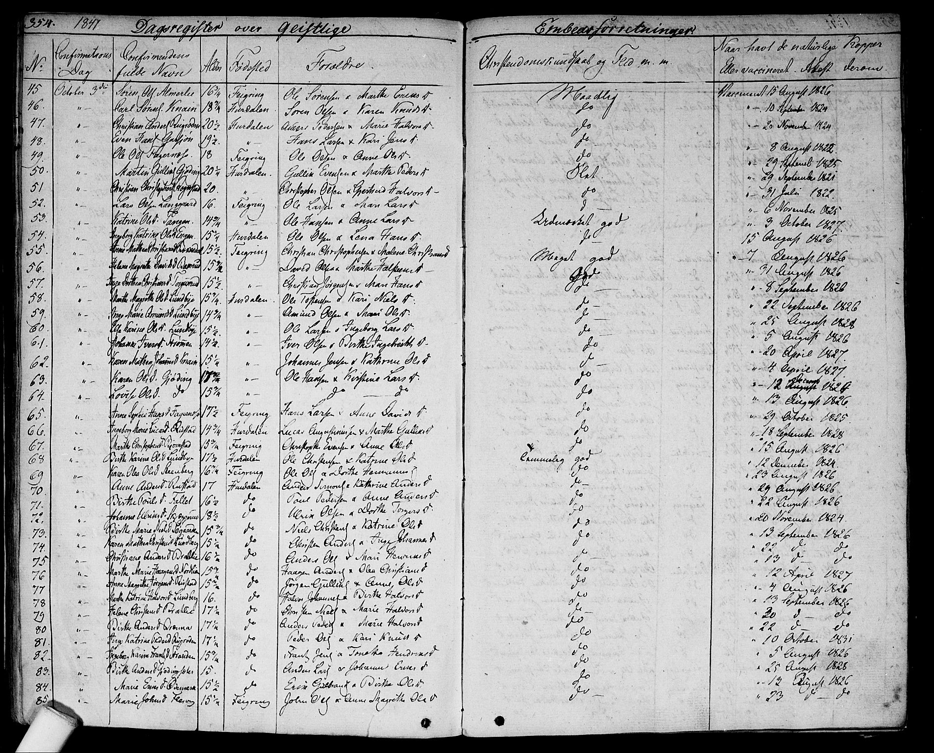 Hurdal prestekontor Kirkebøker, AV/SAO-A-10889/F/Fa/L0004: Parish register (official) no. I 4, 1828-1845, p. 354