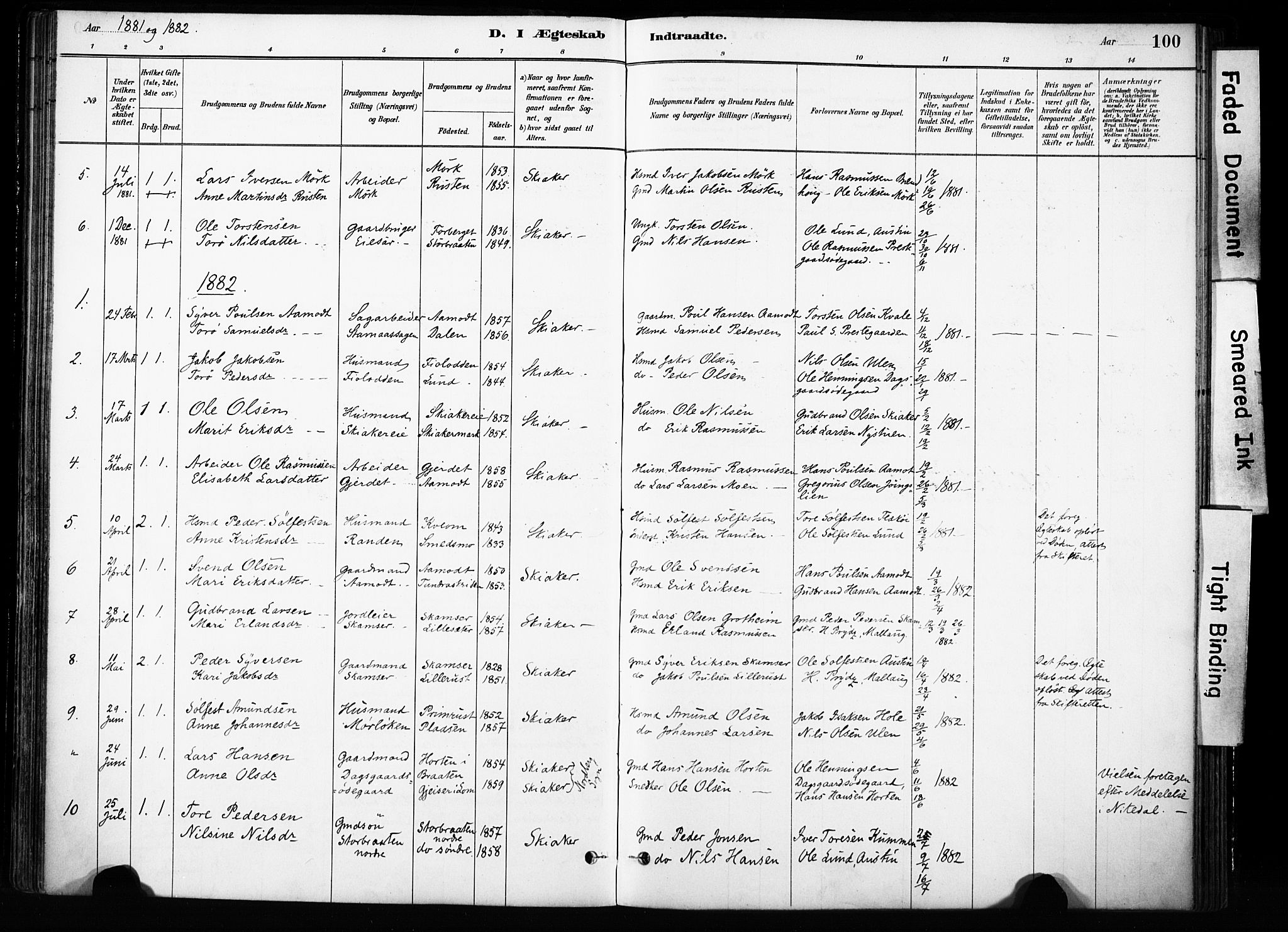 Skjåk prestekontor, AV/SAH-PREST-072/H/Ha/Haa/L0004: Parish register (official) no. 4, 1880-1904, p. 100