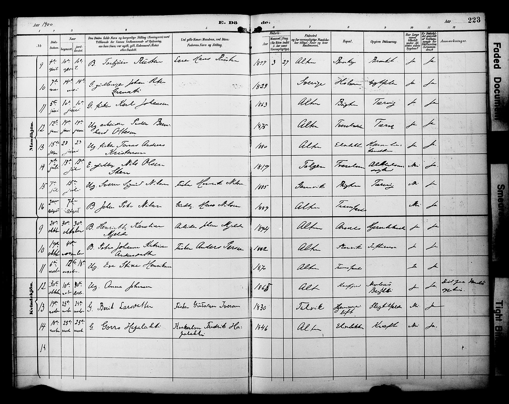 Alta sokneprestkontor, SATØ/S-1338/H/Ha/L0003.kirke: Parish register (official) no. 3, 1892-1904, p. 223