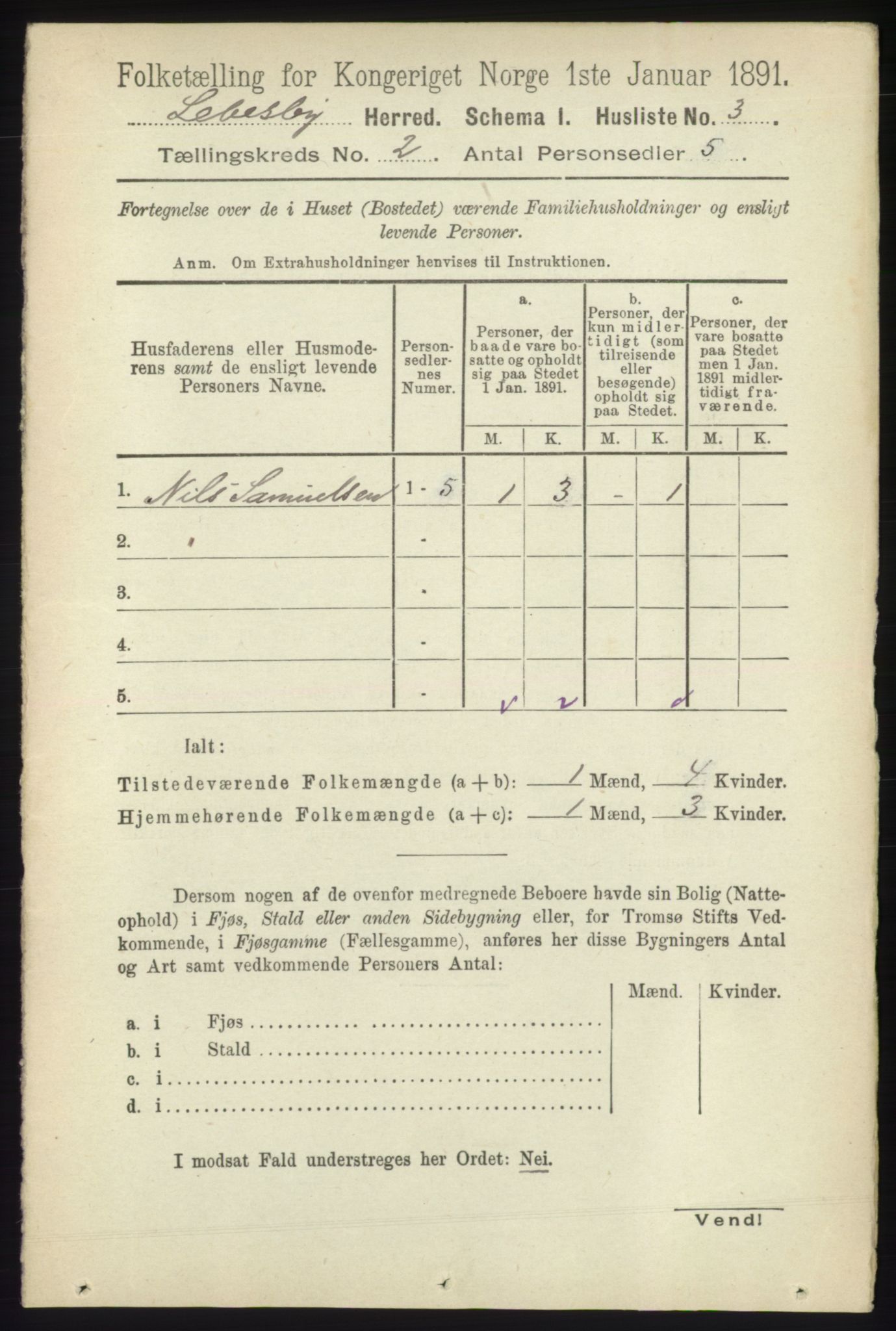 RA, 1891 census for 2022 Lebesby, 1891, p. 256