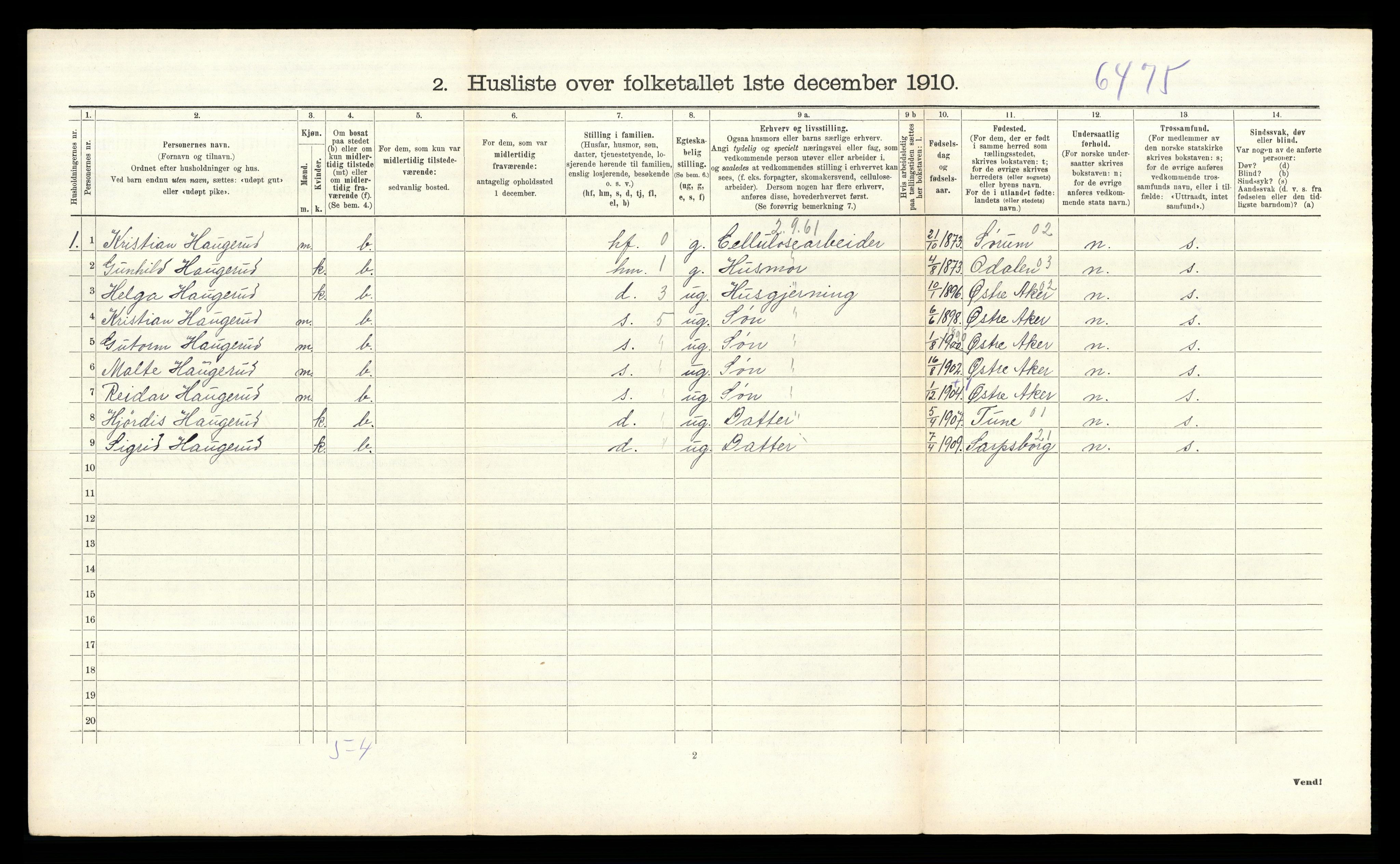 RA, 1910 census for Skjeberg, 1910, p. 369