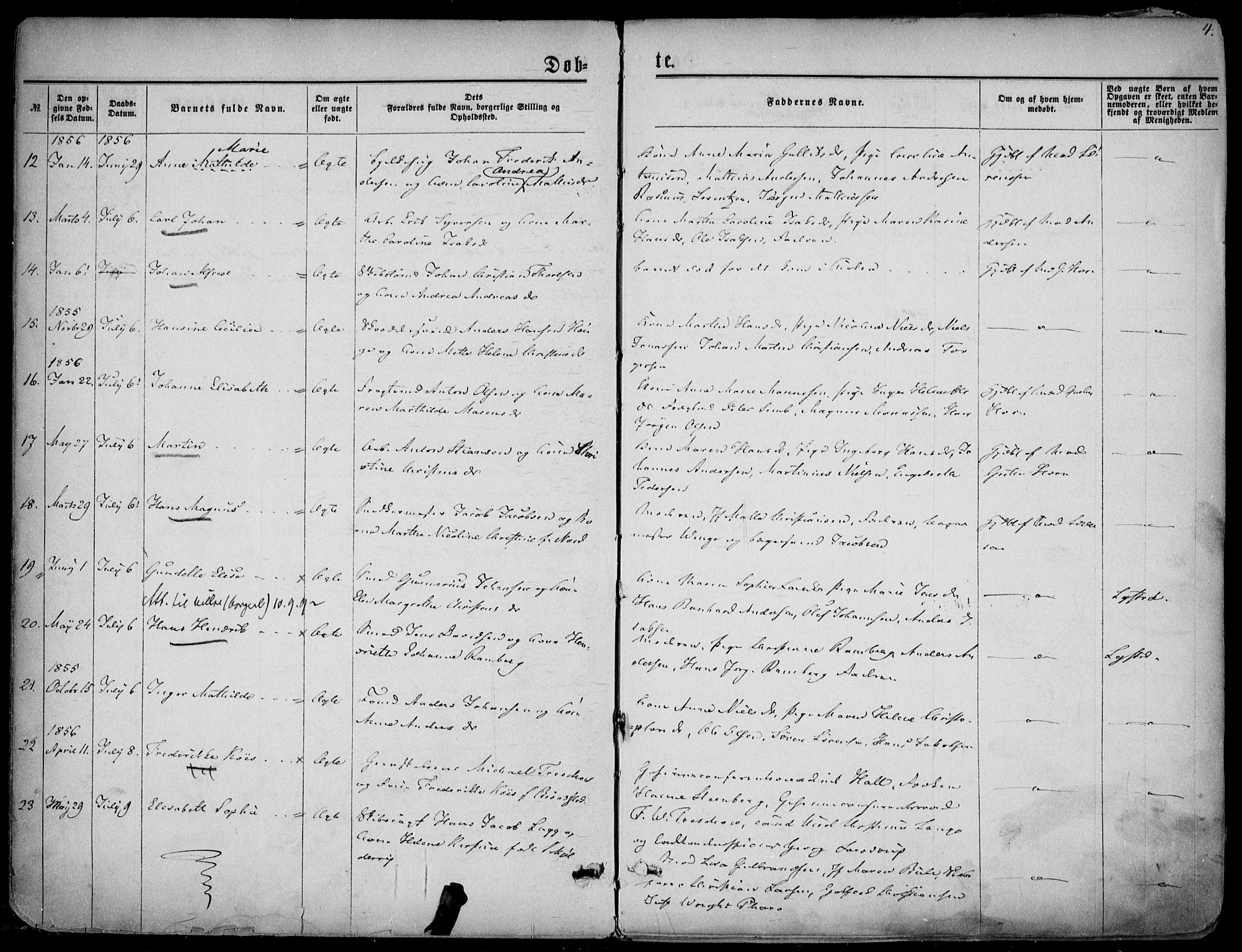Larvik kirkebøker, SAKO/A-352/F/Fa/L0004: Parish register (official) no. I 4, 1856-1870, p. 4