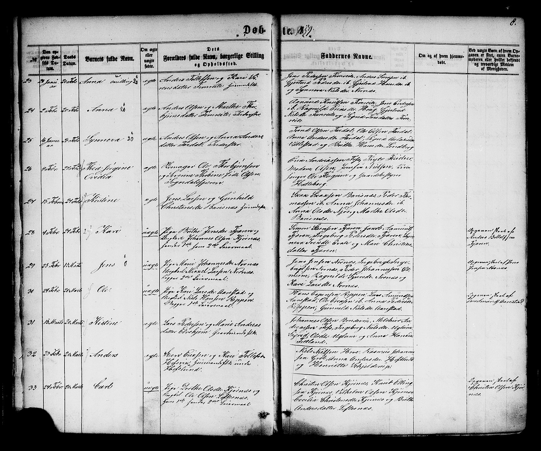 Sogndal sokneprestembete, SAB/A-81301/H/Haa/Haaa/L0013: Parish register (official) no. A 13, 1859-1877, p. 8