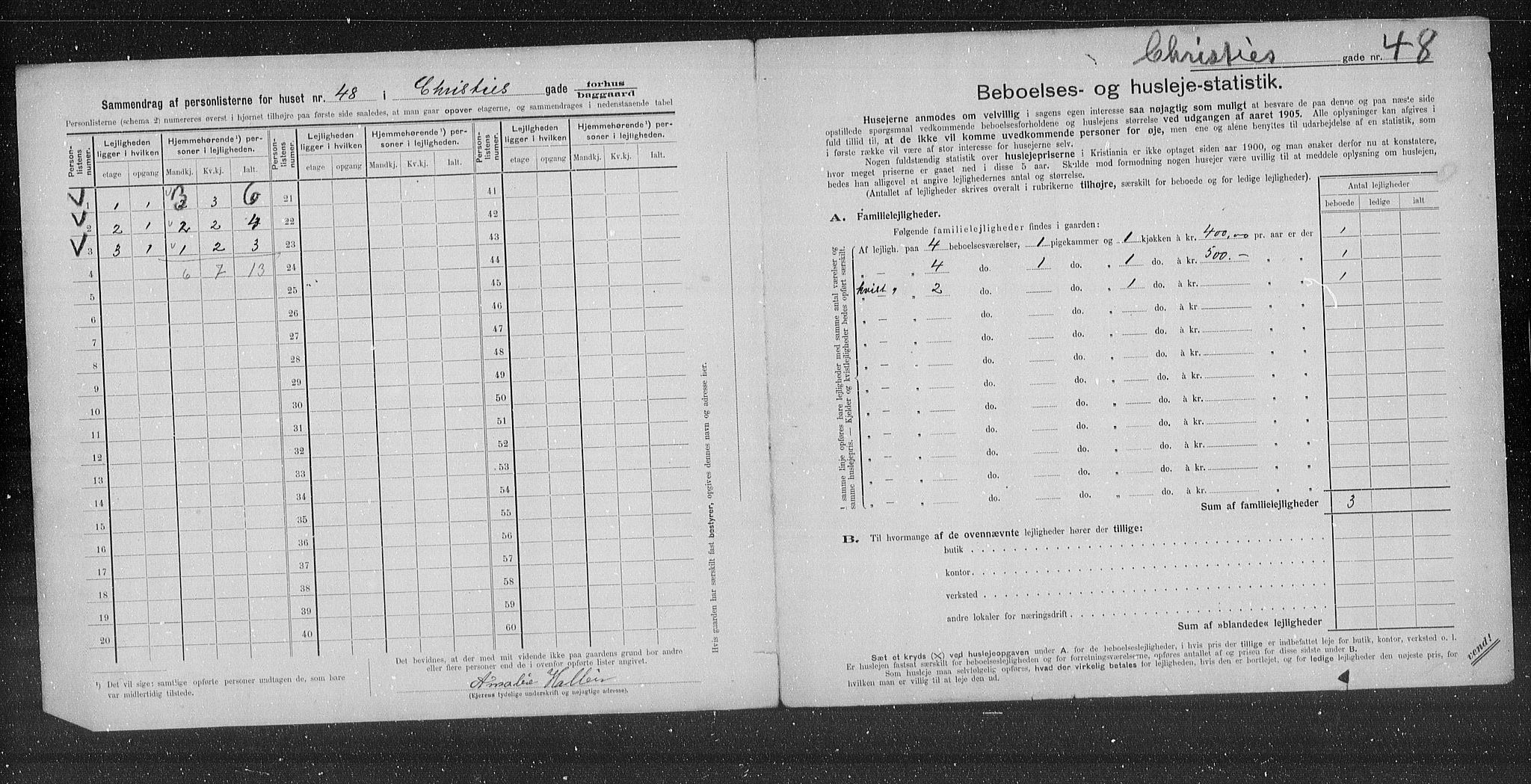 OBA, Municipal Census 1905 for Kristiania, 1905, p. 6685