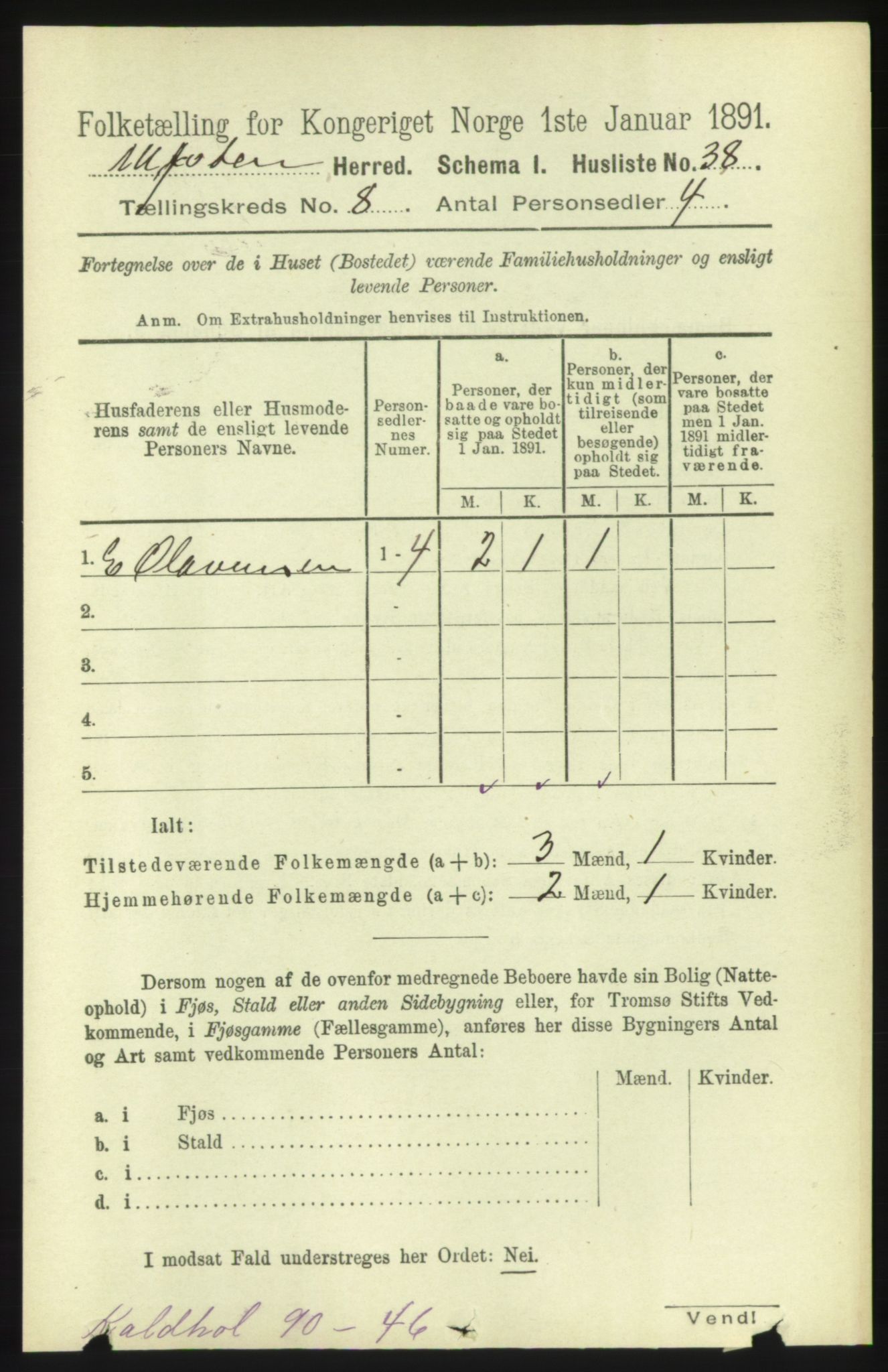 RA, 1891 census for 1516 Ulstein, 1891, p. 2557