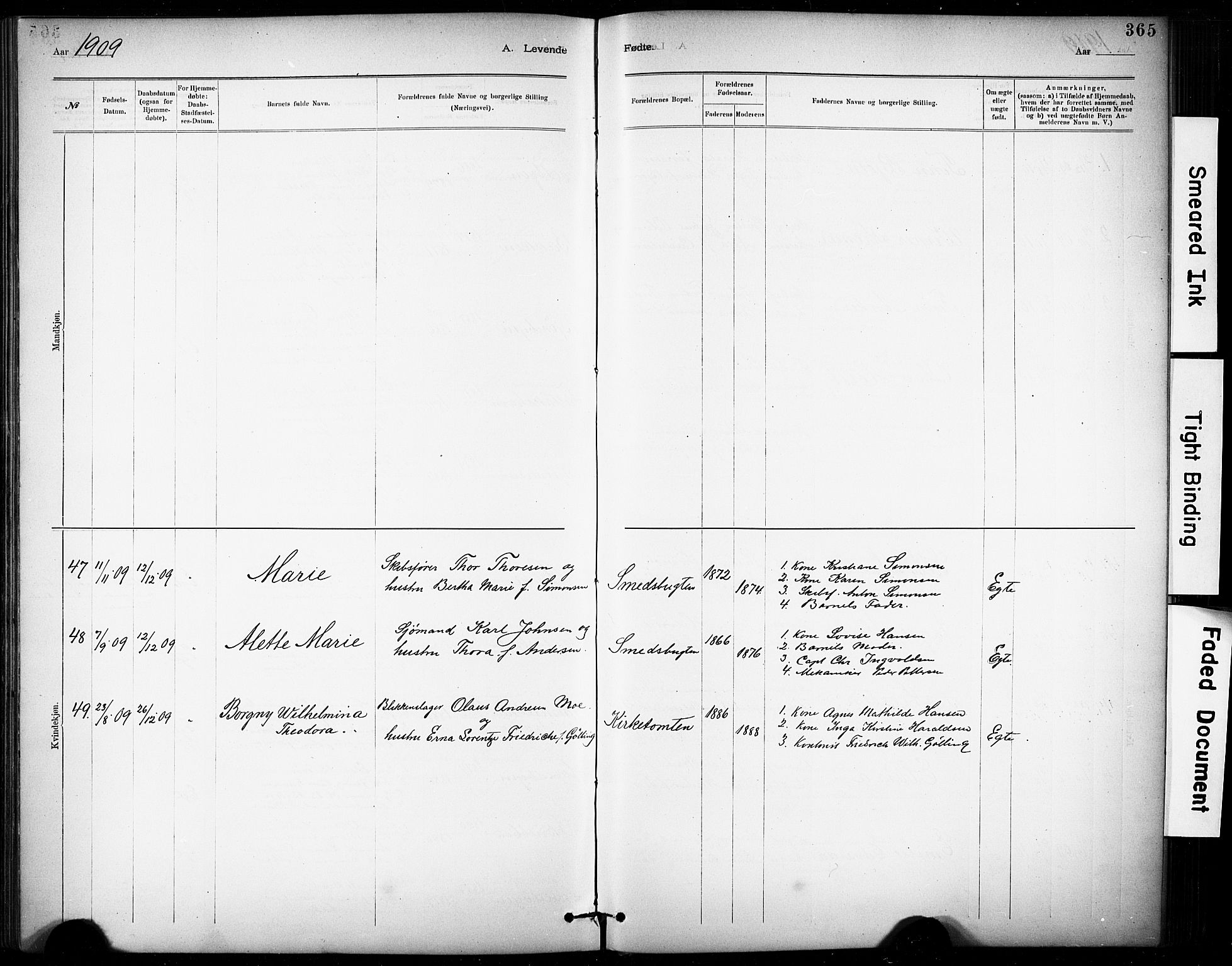 Kragerø kirkebøker, SAKO/A-278/G/Ga/L0007: Parish register (copy) no. 7, 1881-1927, p. 365