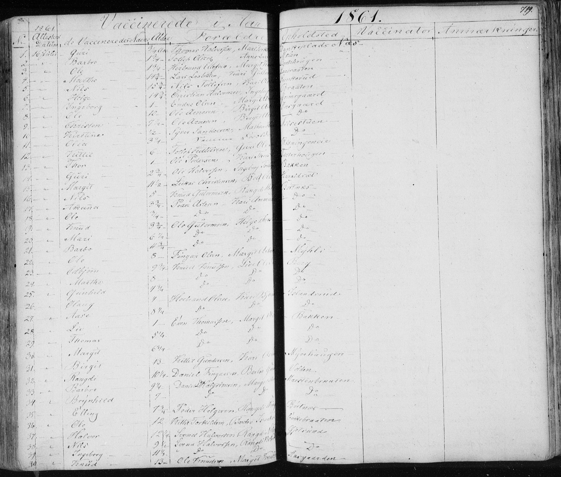 Nes kirkebøker, AV/SAKO-A-236/F/Fa/L0009: Parish register (official) no. 9, 1834-1863, p. 719