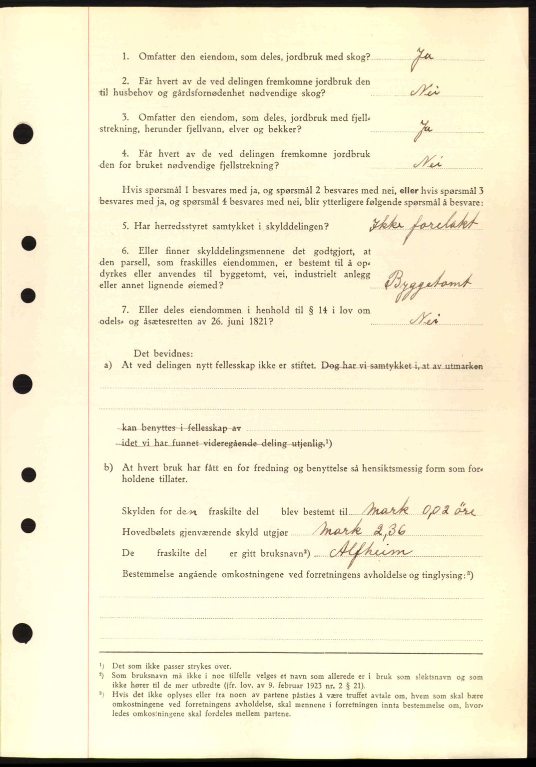 Nordre Sunnmøre sorenskriveri, AV/SAT-A-0006/1/2/2C/2Ca: Mortgage book no. A11, 1941-1941, Diary no: : 1049/1941